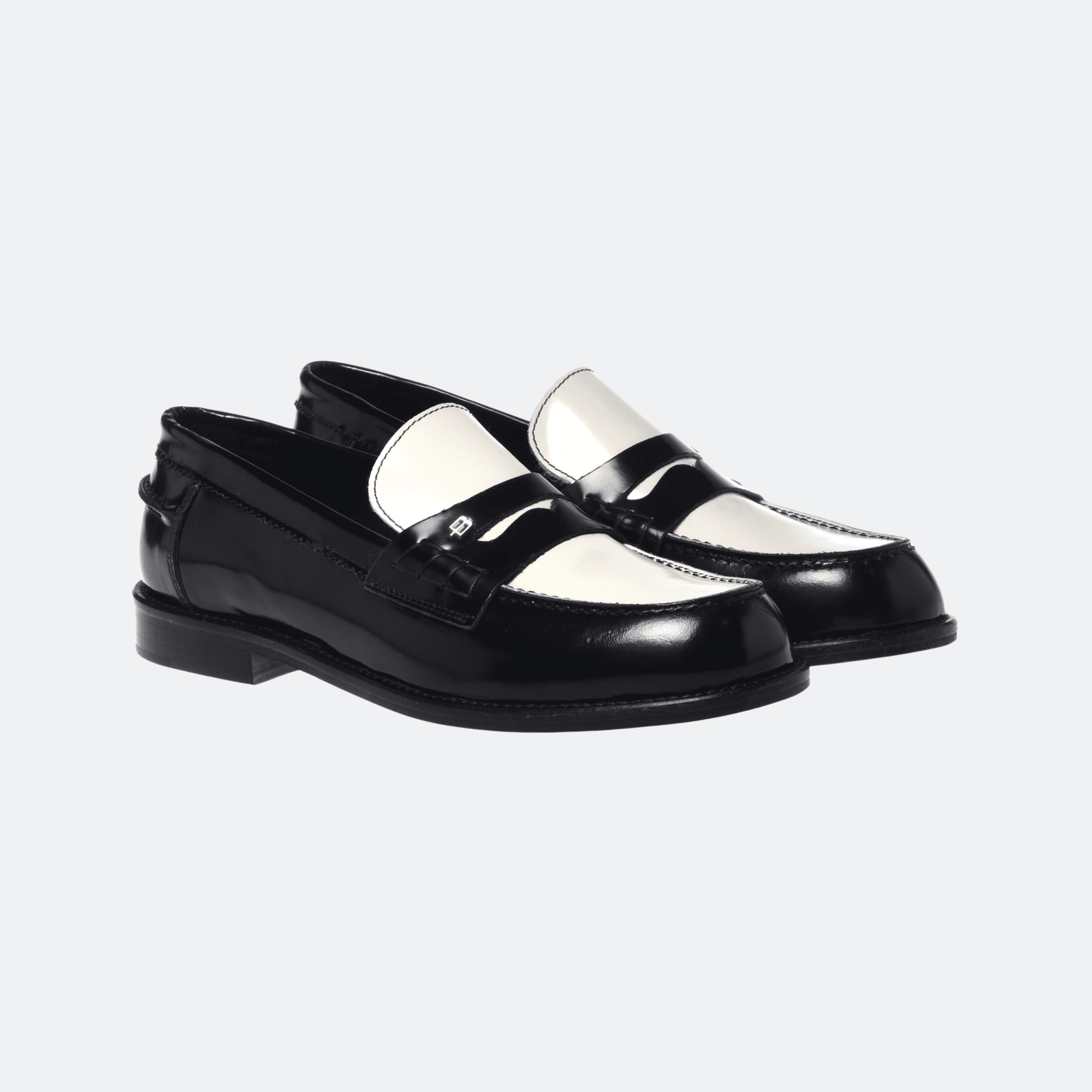 Baldinini Brush-Off Leather Loafers For Women - Black And White alternate