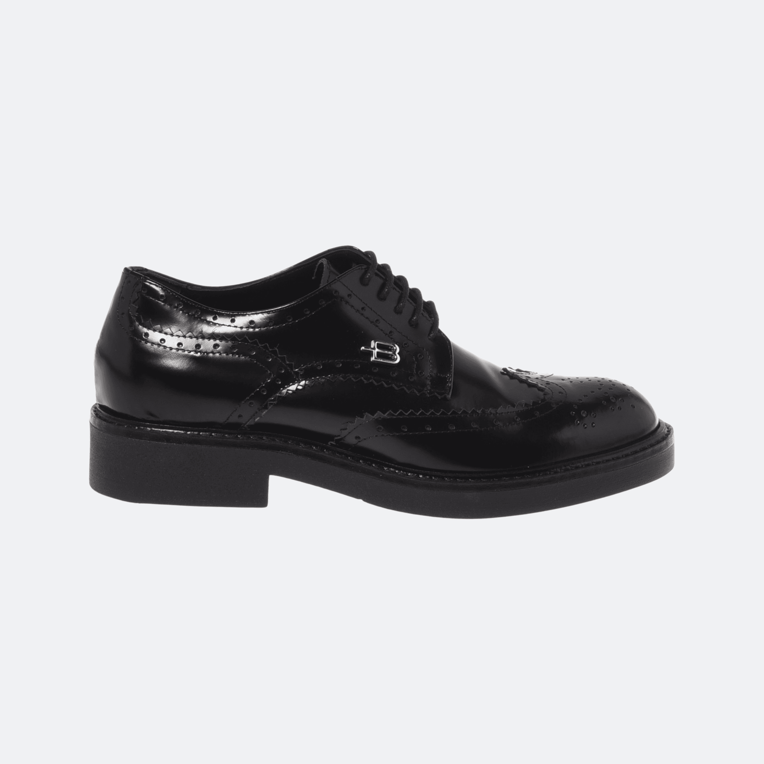 Baldinini Brushed Leather Lace-Up Oxford Shoes For Women - Black