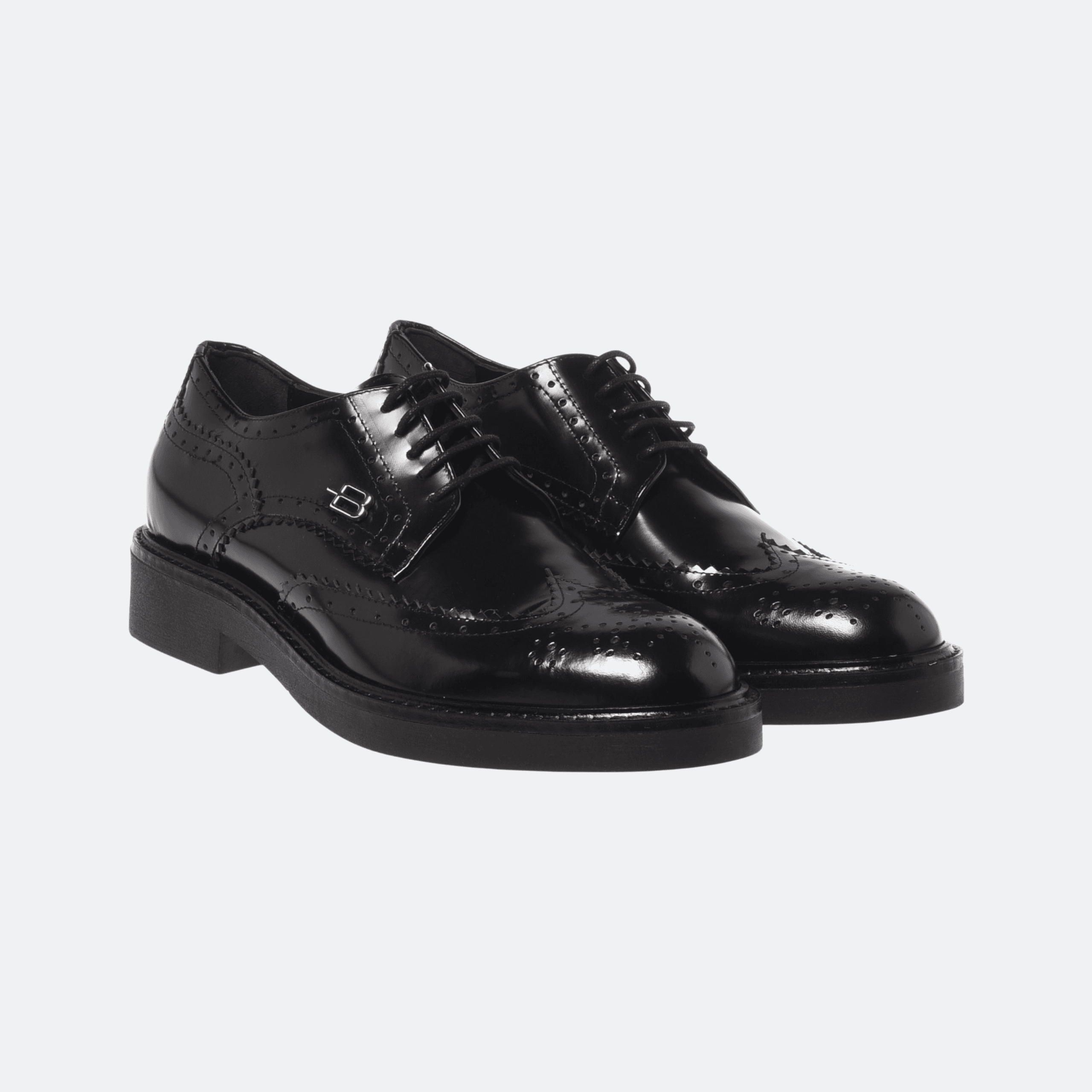 Baldinini Brushed Leather Lace-Up Oxford Shoes For Women - Black alternate