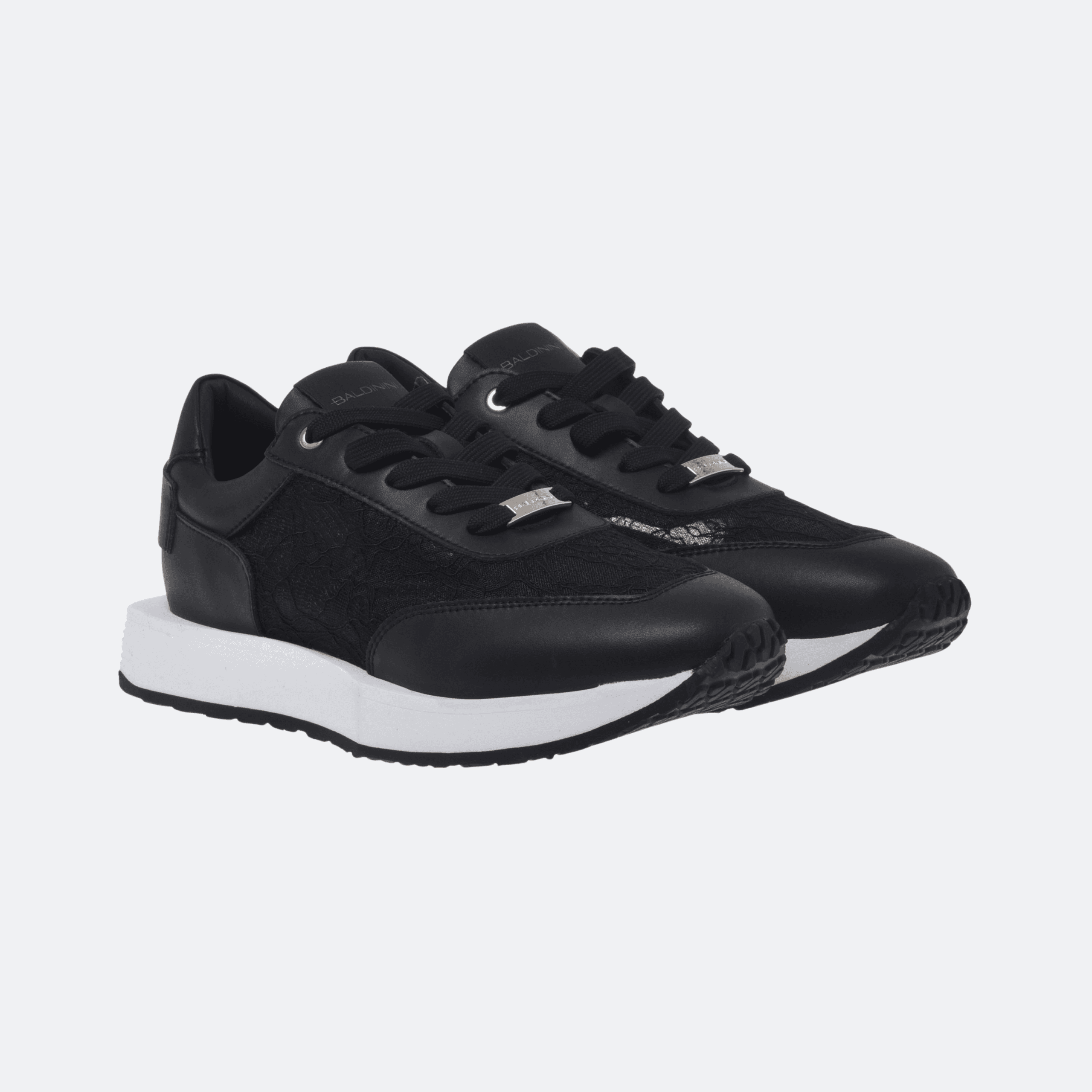 Baldinini Laced Leather Sneakers For Women - Black alternate