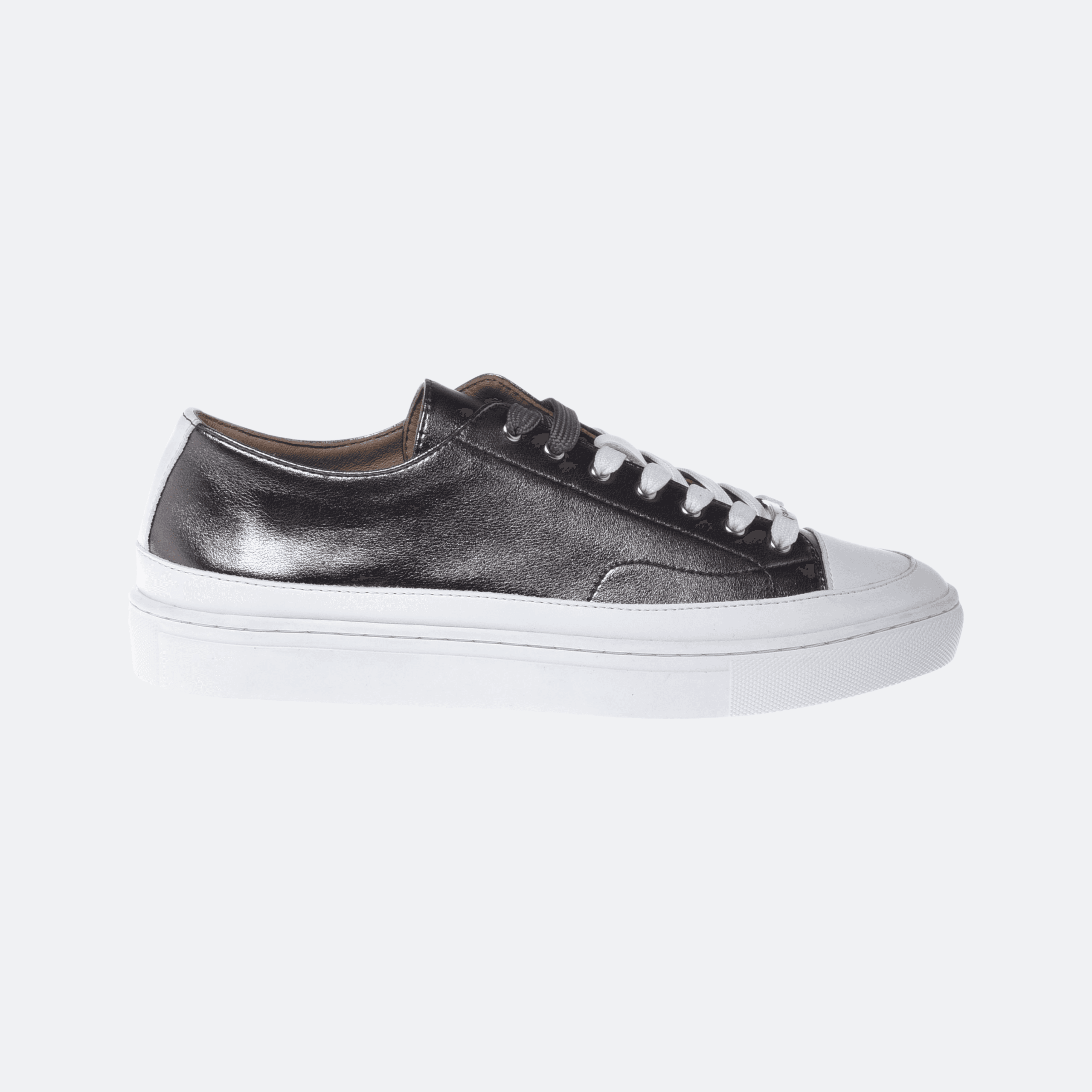 Baldinini Laminated Nappa Leather Sneakers For Women - Silver