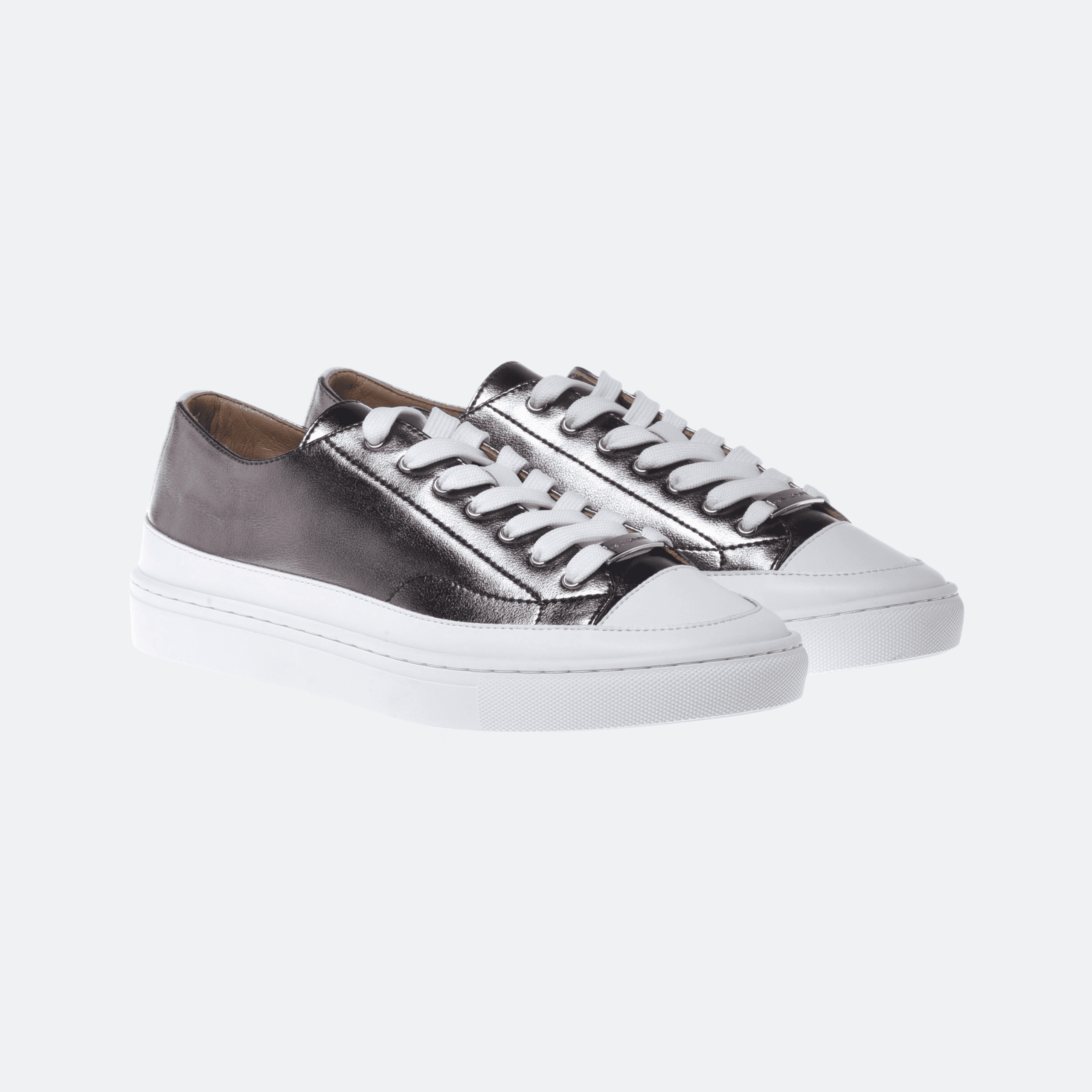 Baldinini Laminated Nappa Leather Sneakers For Women - Silver alternate