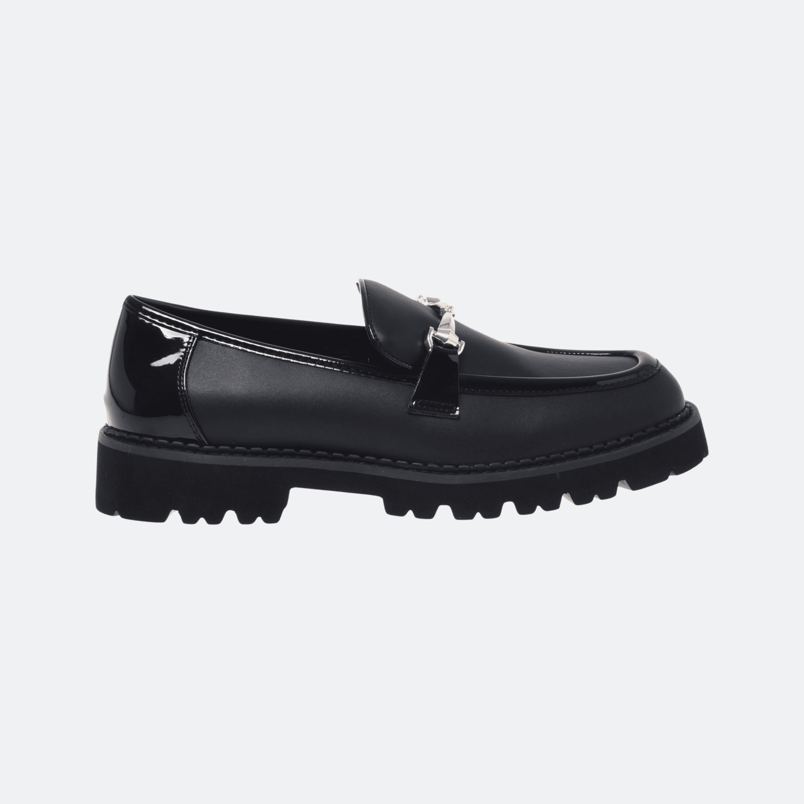 Baldinini Leather And Patent Leather Loafers For Women - Black