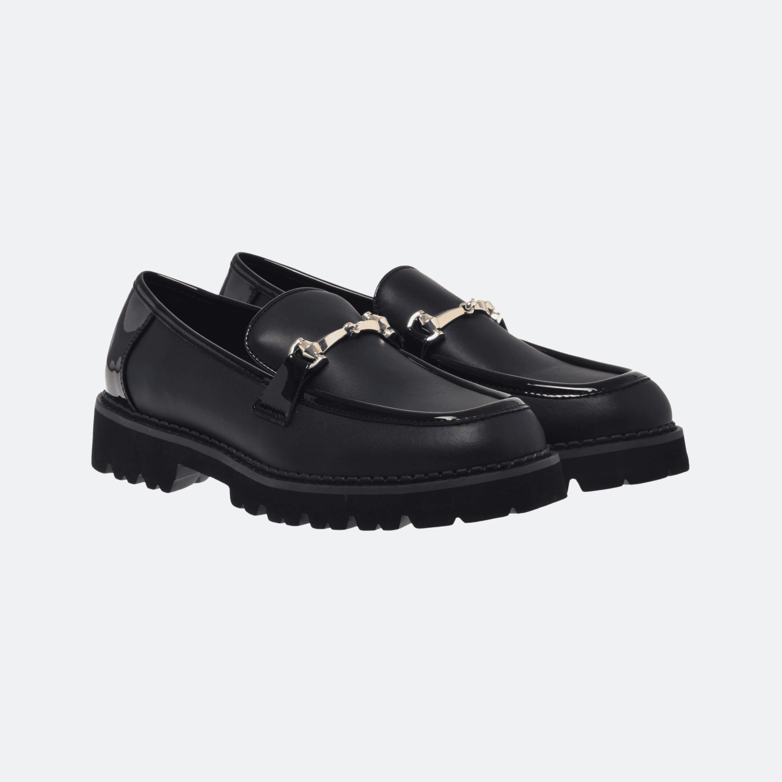 Baldinini Leather And Patent Leather Loafers For Women - Black alternate