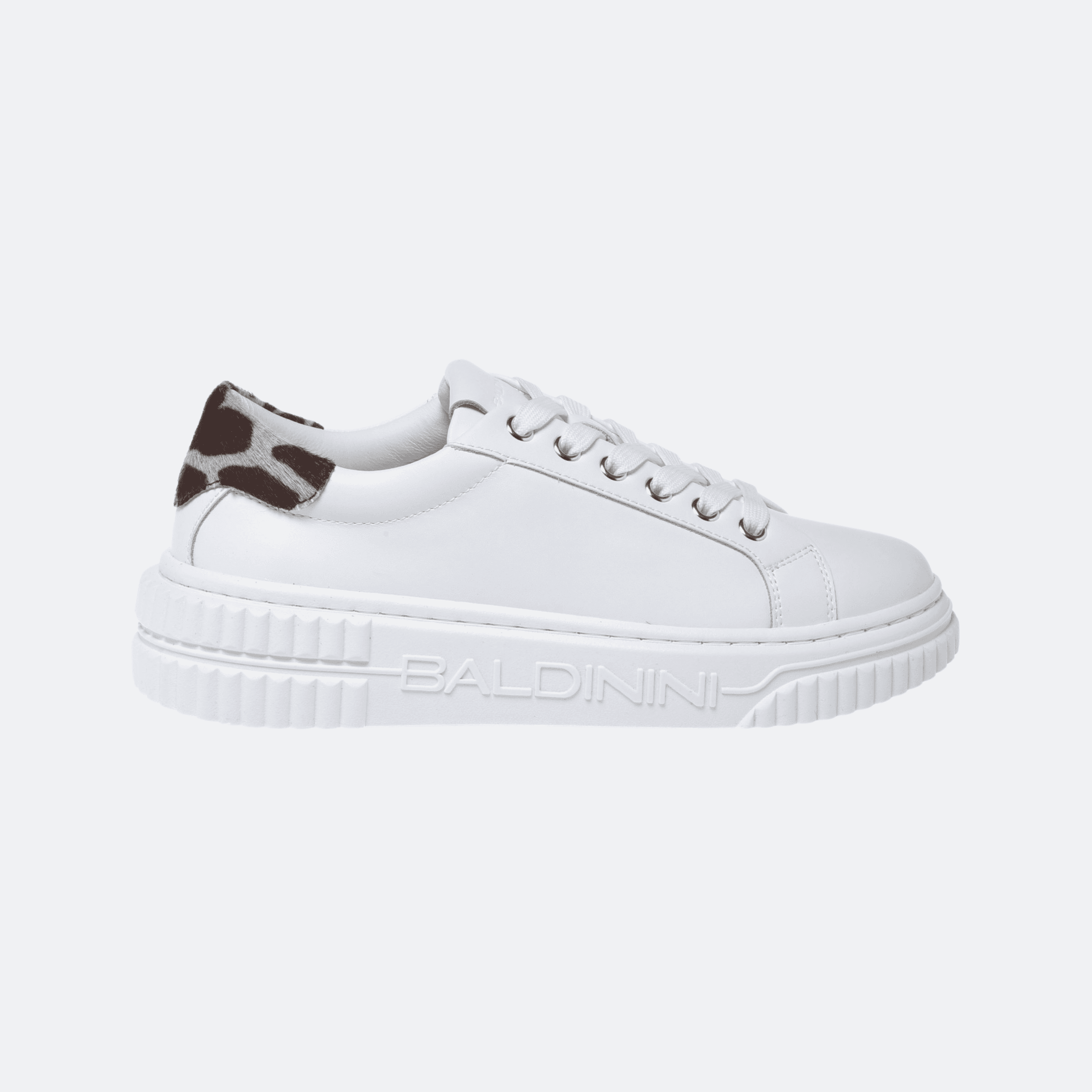 Baldinini Leather Sneakers With Haircalf Inserts For Women - Beige