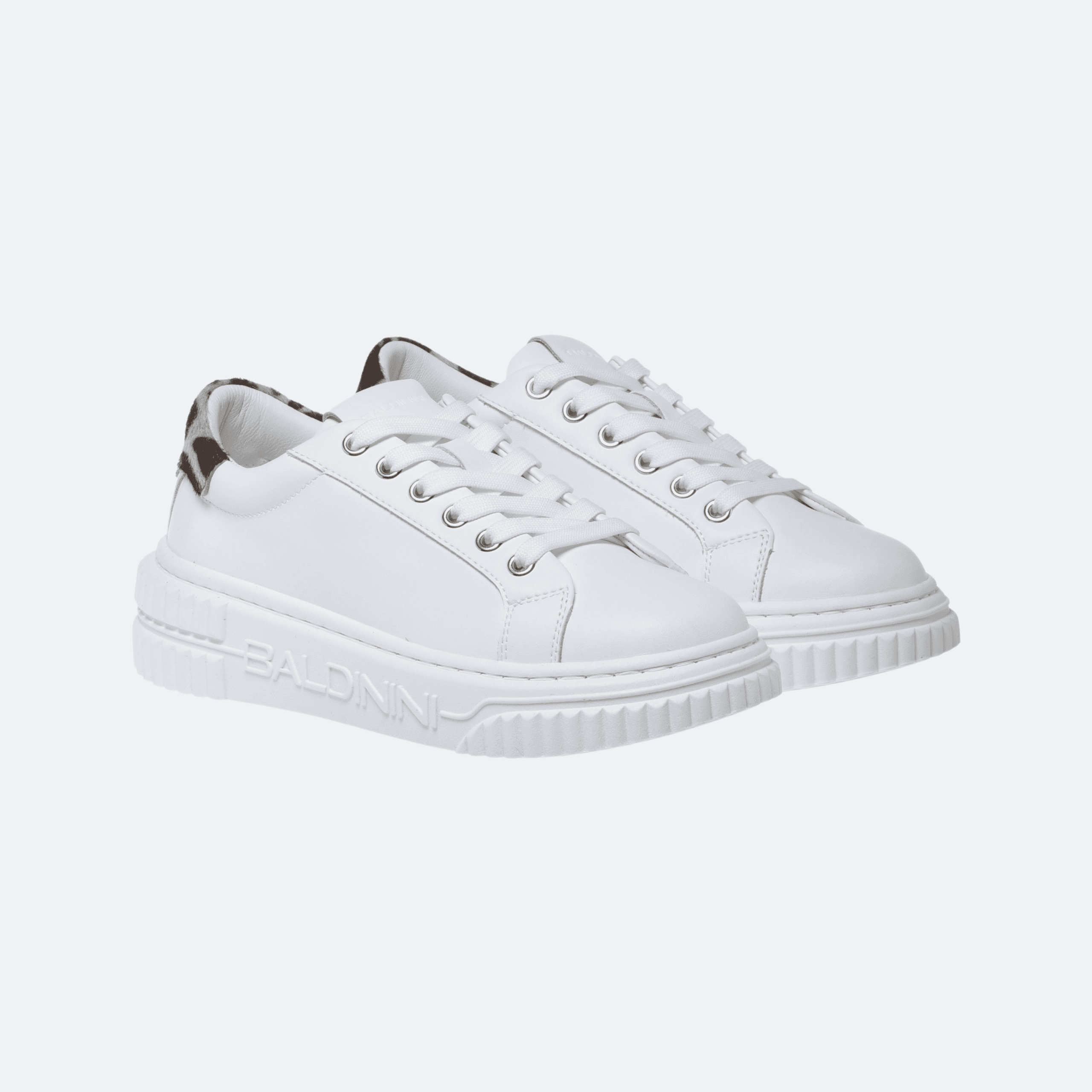 Baldinini Leather Sneakers With Haircalf Inserts For Women - Beige alternate