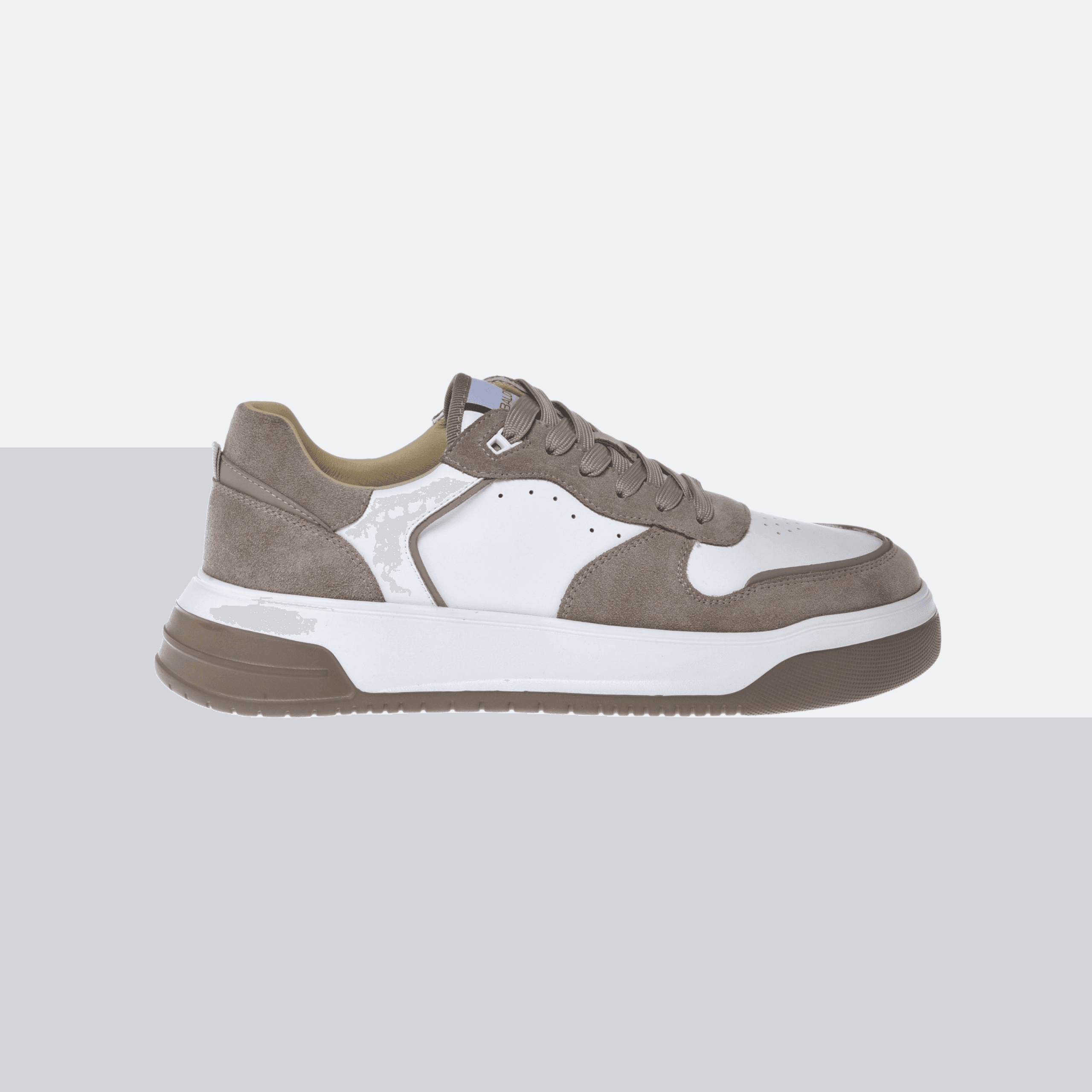 Baldinini Men's Leather and Suede - White/Beige Sneakers
