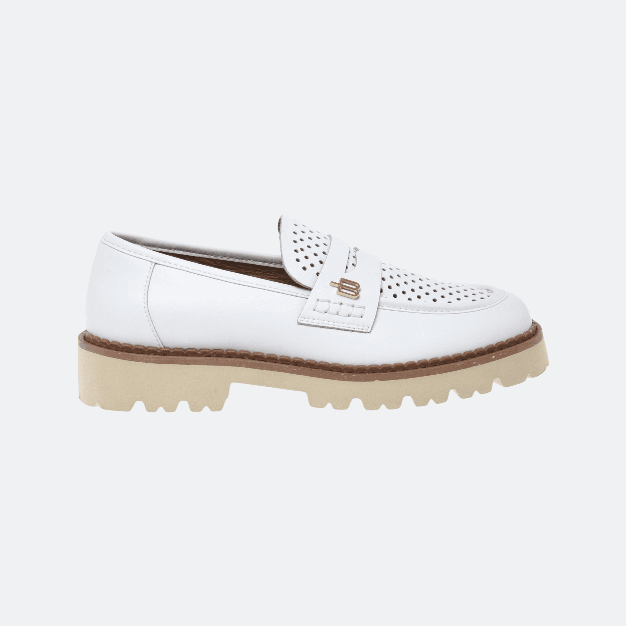 Baldinini Perforated Leather Loafers For Women - White