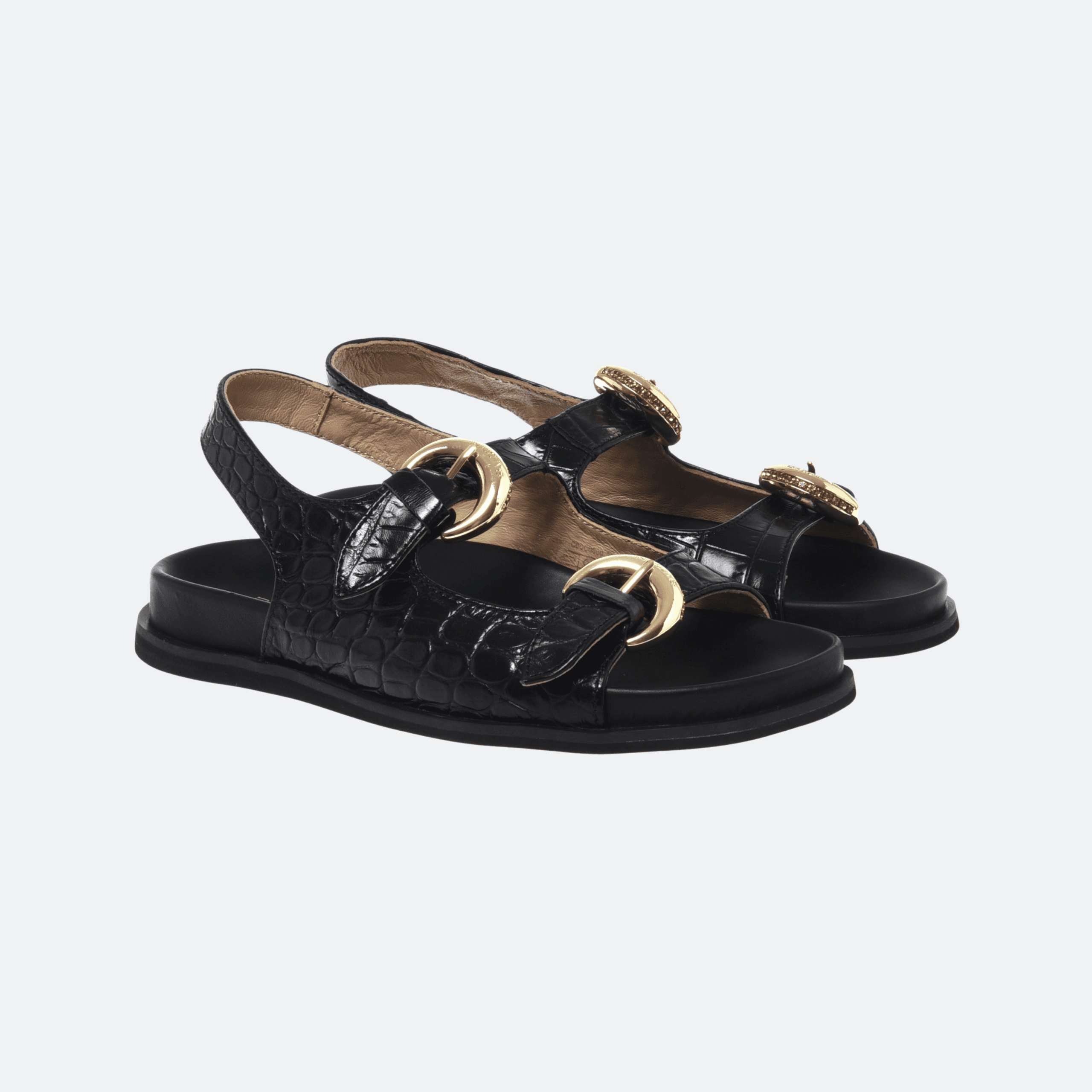 Baldinini Sandals In Croc-Effect For Women - Black alternate