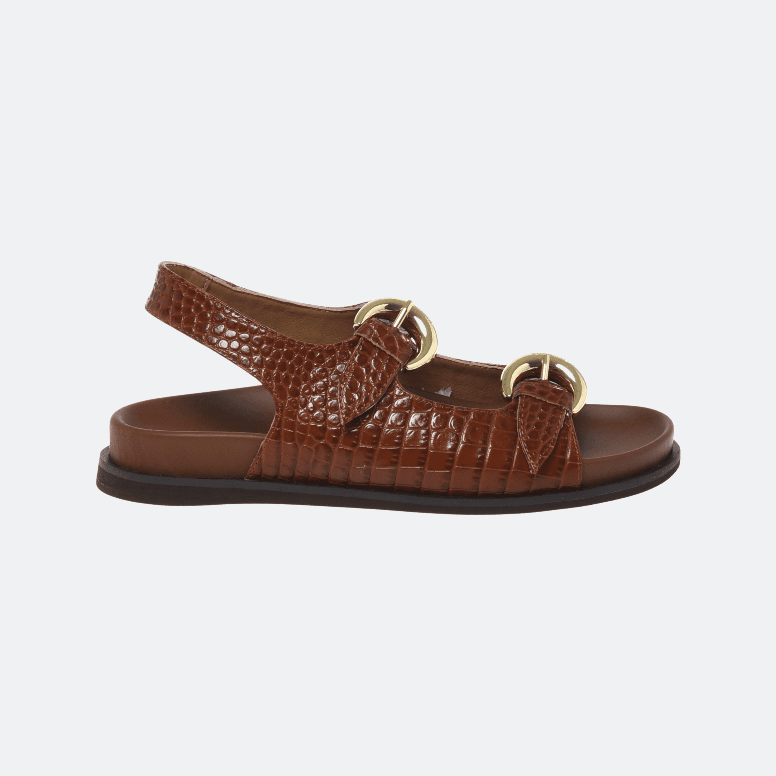 Baldinini Sandals In Croc-Effect For Women - Brown