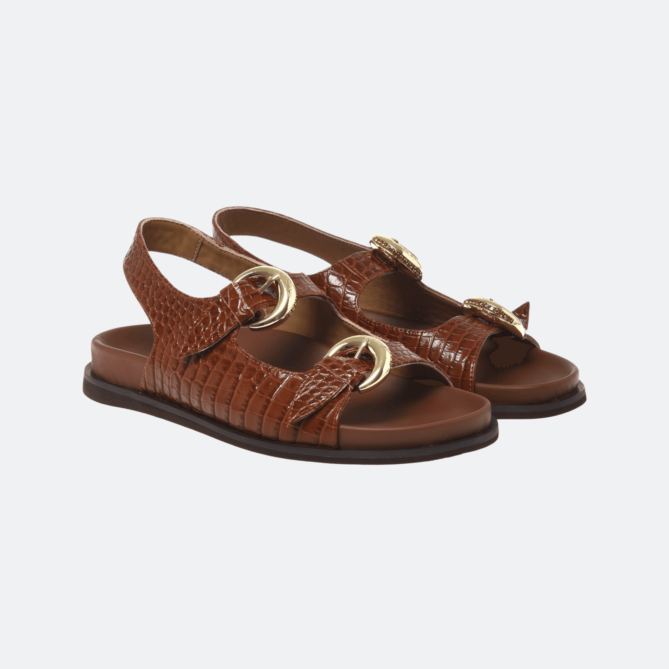 Baldinini Sandals In Croc-Effect For Women - Brown alternate