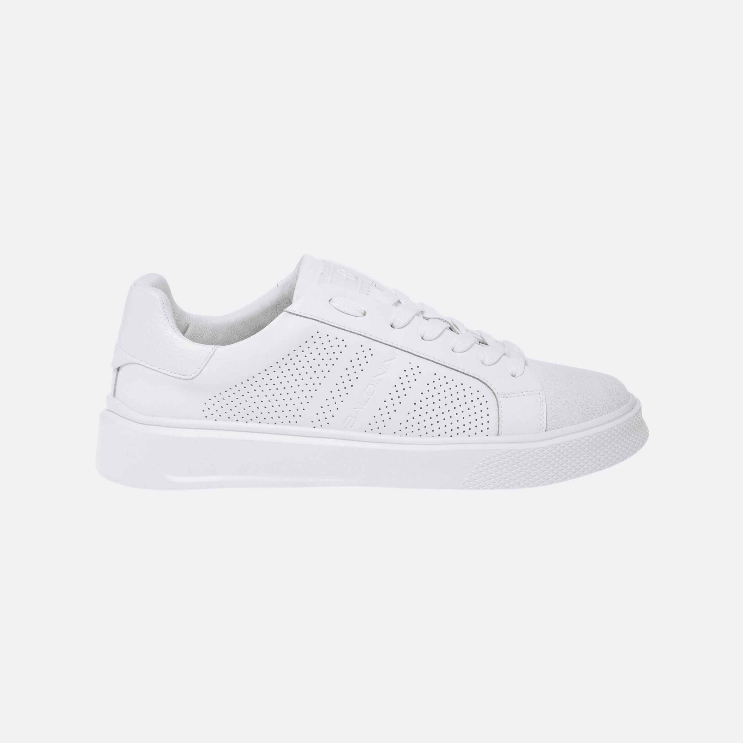 Baldinini Sneaker in Suede and Perforated Leather for Men - White