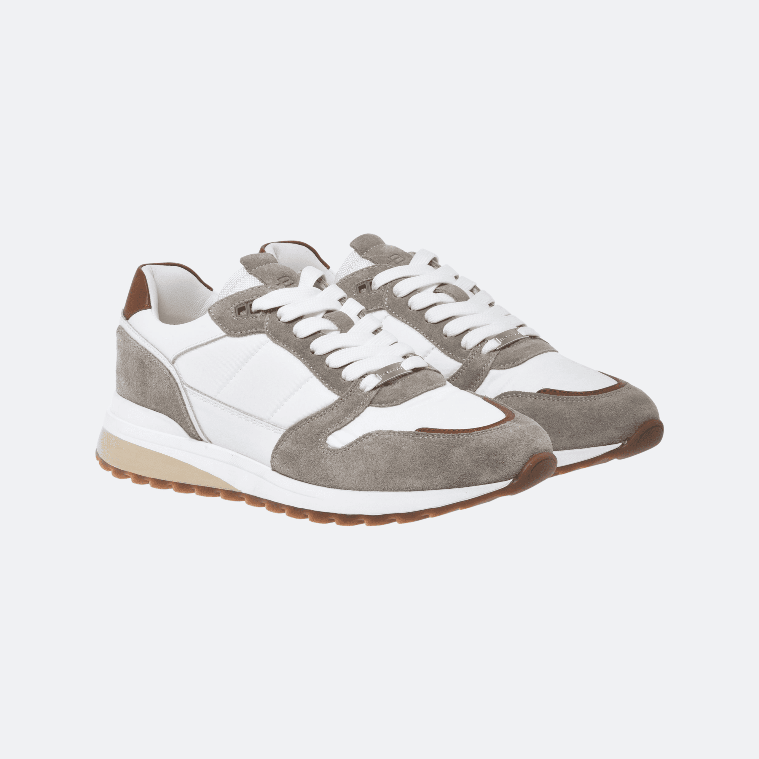 Baldinini Suede and Leather Sneakers for Men - White/Beige alternate