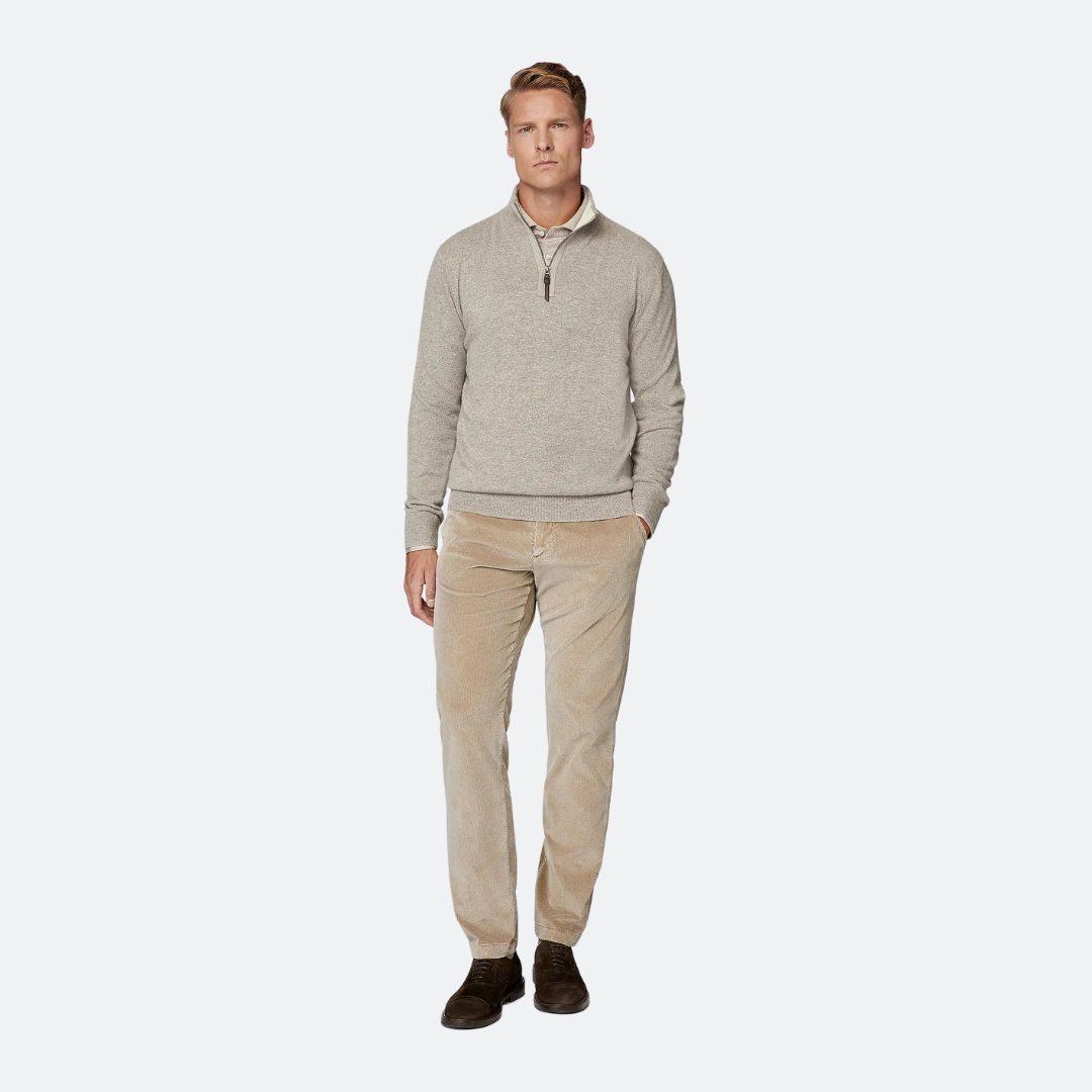 Boggi Milano Beige Stretch Velvet Trousers alternate