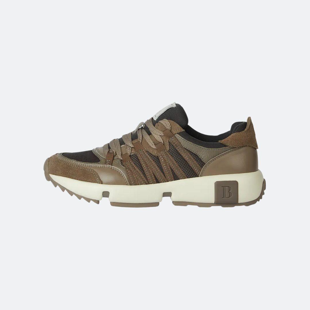 Boggi Milano Brown Technical Fabric and Leather Trainers