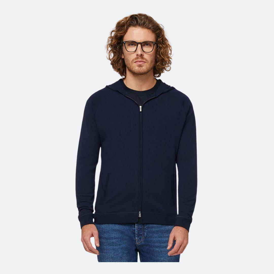 Boggi Milano Cotton Navy Blue Men Cardigan