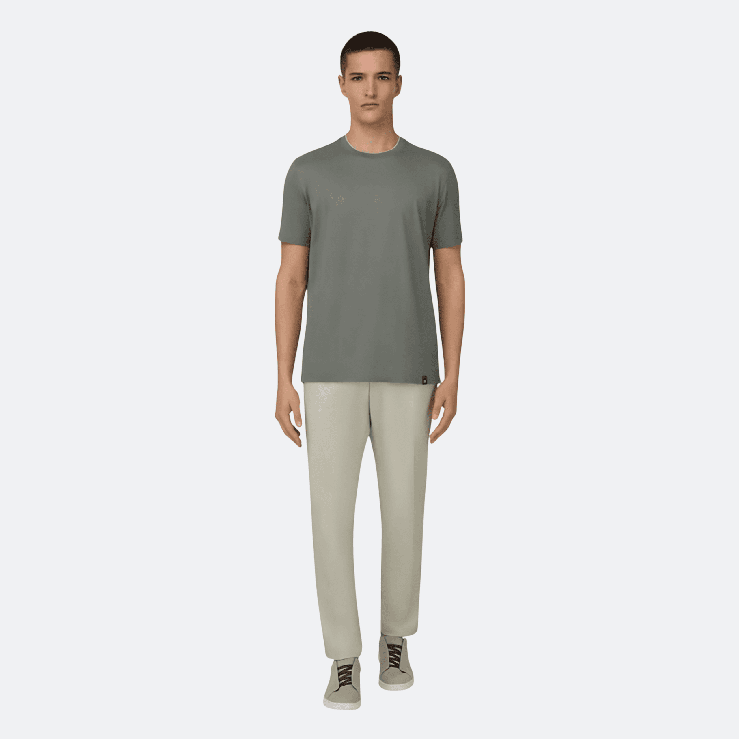 Boggi Milano Cotton-Tencel T-Shirt for Men - Military Green alternate