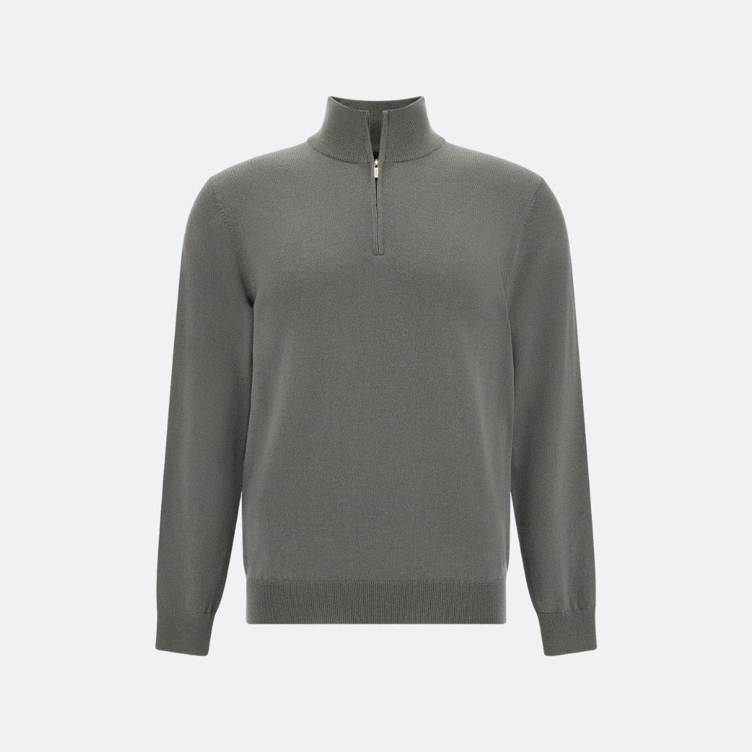 Boggi Milano Green Merino Wool Half Zip Sweater
