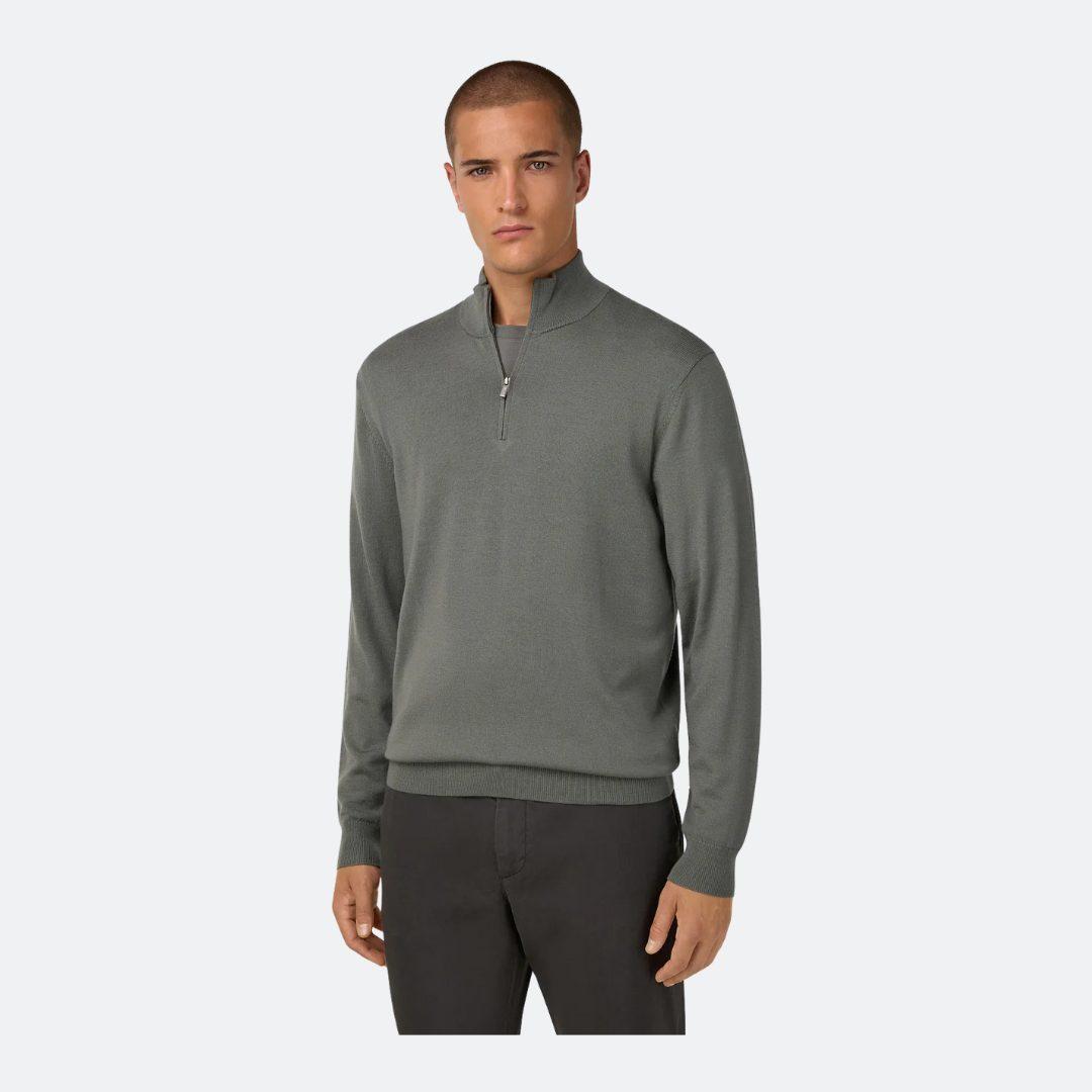 Boggi Milano Green Merino Wool Half Zip Sweater alternate