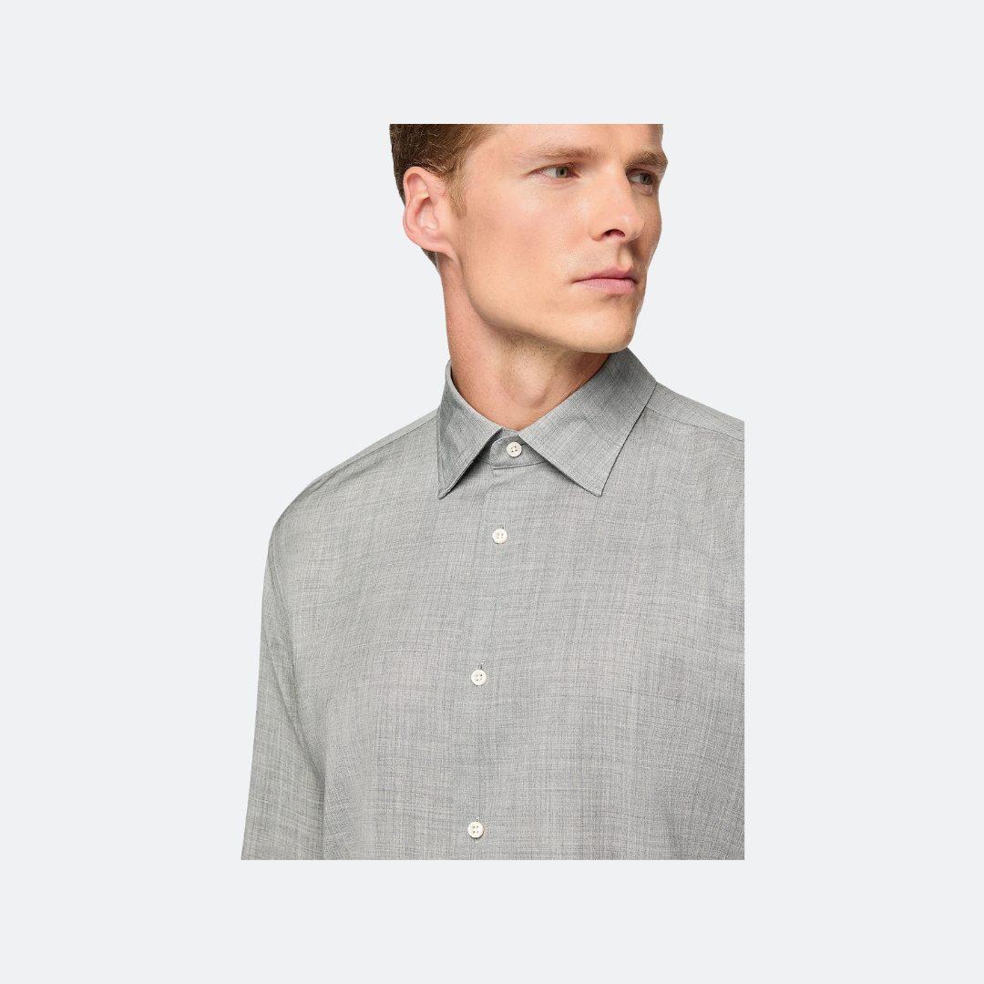 Boggi Milano Grey Regular Fit Wool Shirt alternate