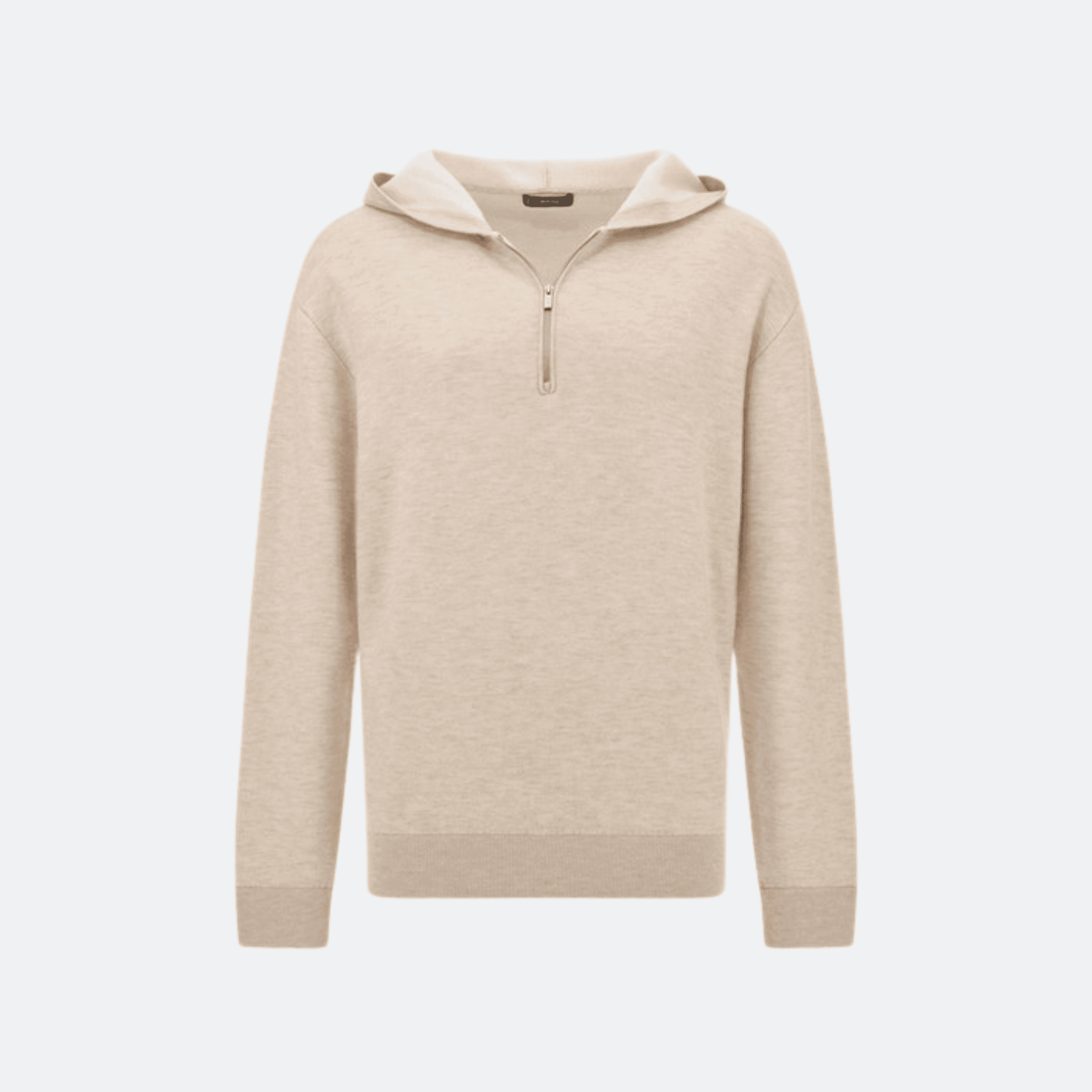 Boggi Milano Half-Zip Hoodie In Wool And Cashmere For Men - Beige alternate