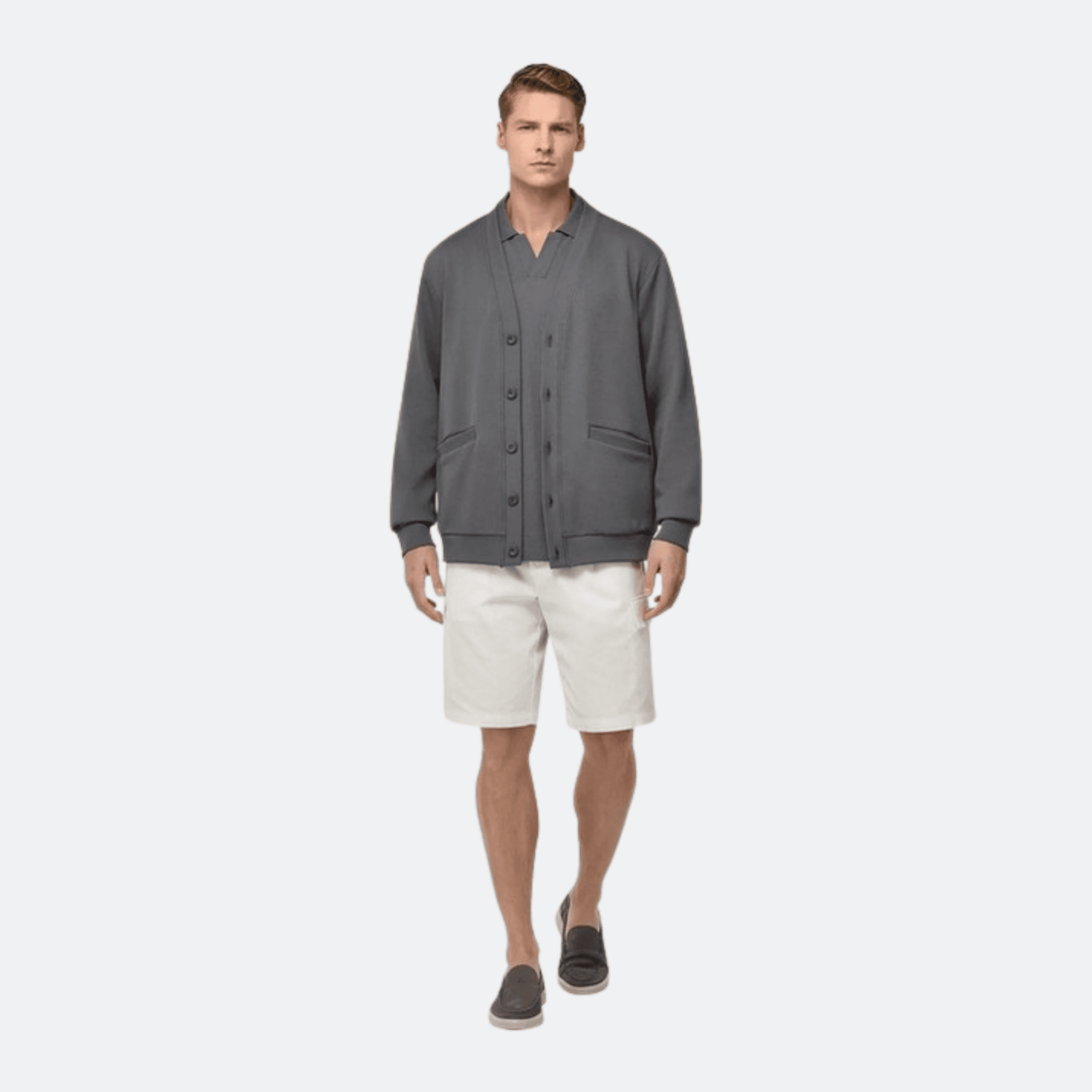 Boggi Milano Jersey Cardigan For Men - Grey alternate