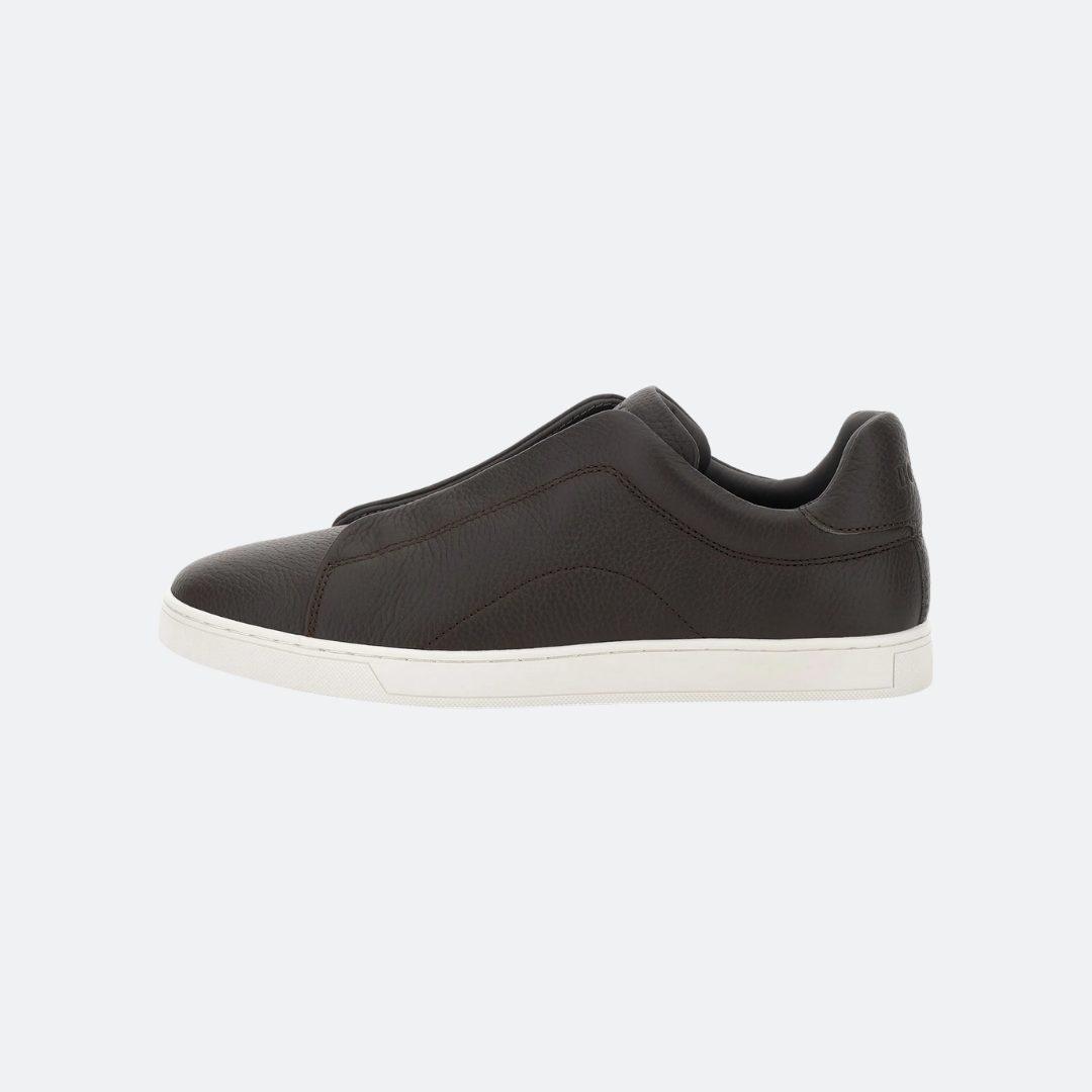 Boggi Milano Leather Low Top Dark Brown Sneakers