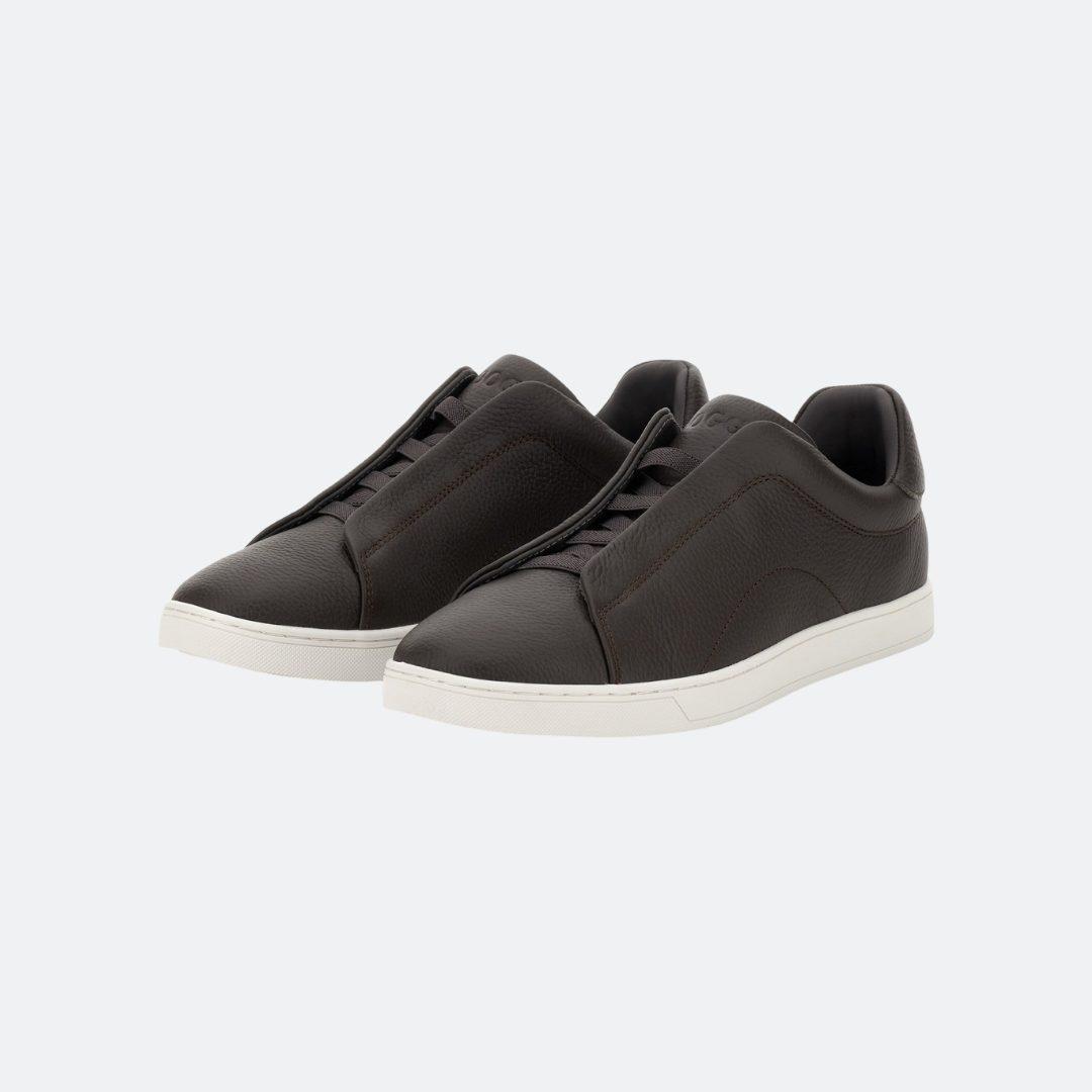 Boggi Milano Leather Low Top Dark Brown Sneakers alternate