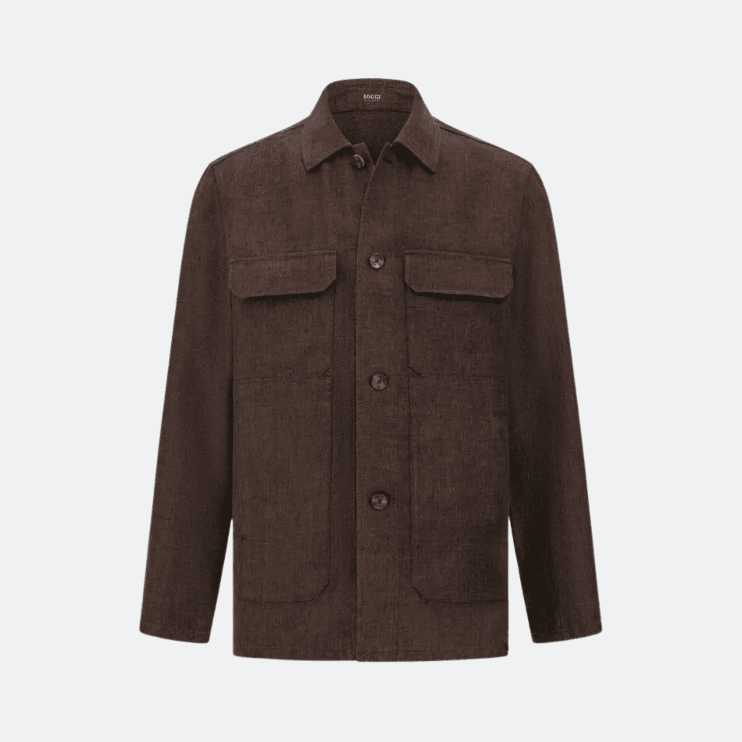 Boggi Milano Linen Blend Utility Jacket - Brown