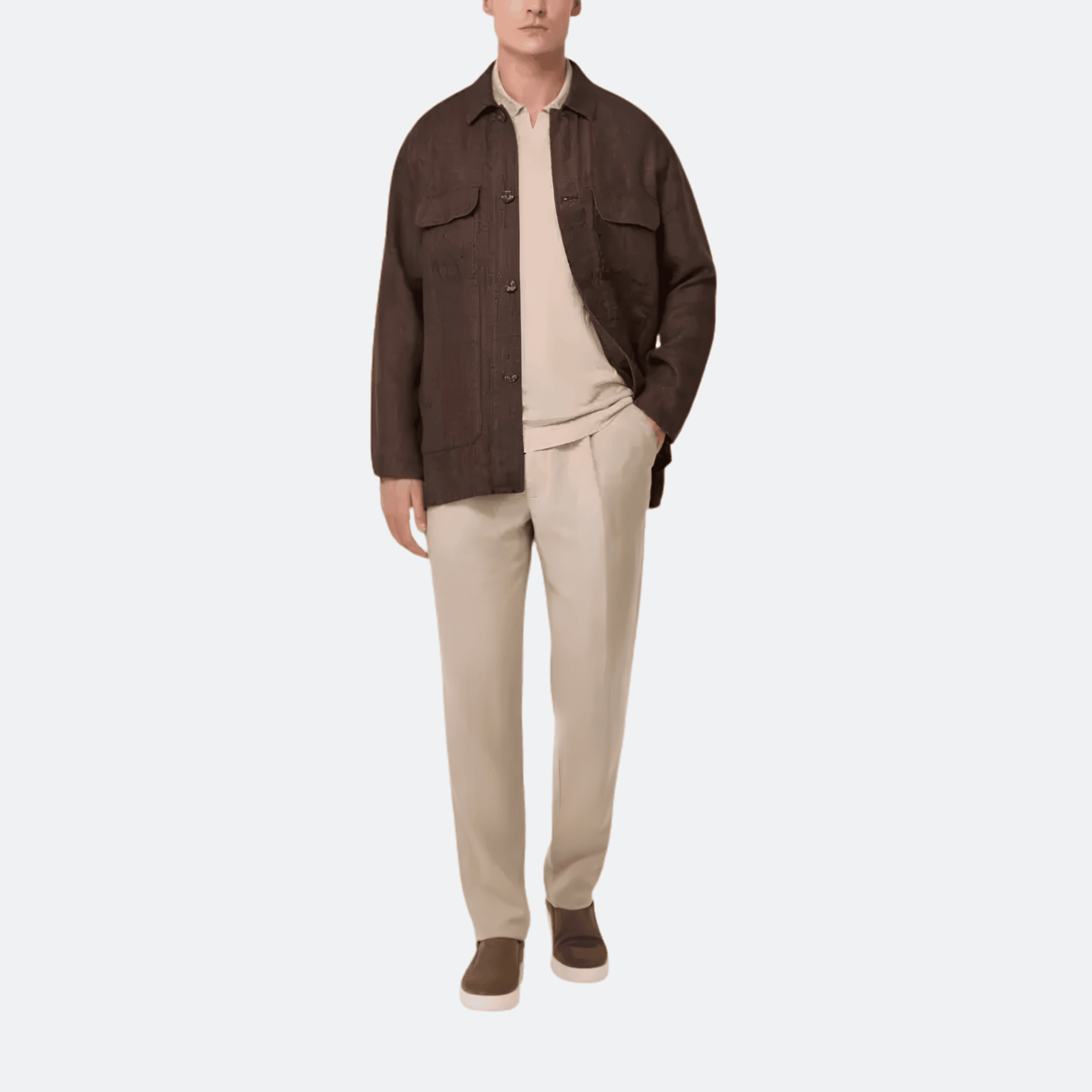 Boggi Milano Linen Blend Utility Jacket - Brown alternate