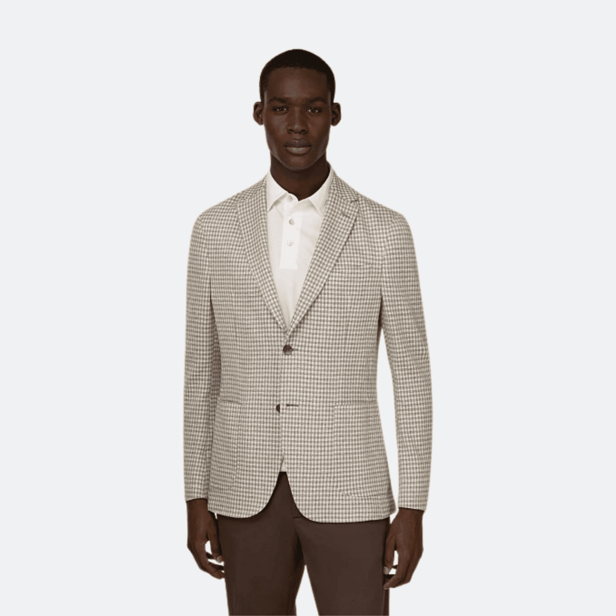 Boggi Milano Linen Cotton Checked Tailored Jacket for Men - Beige alternate