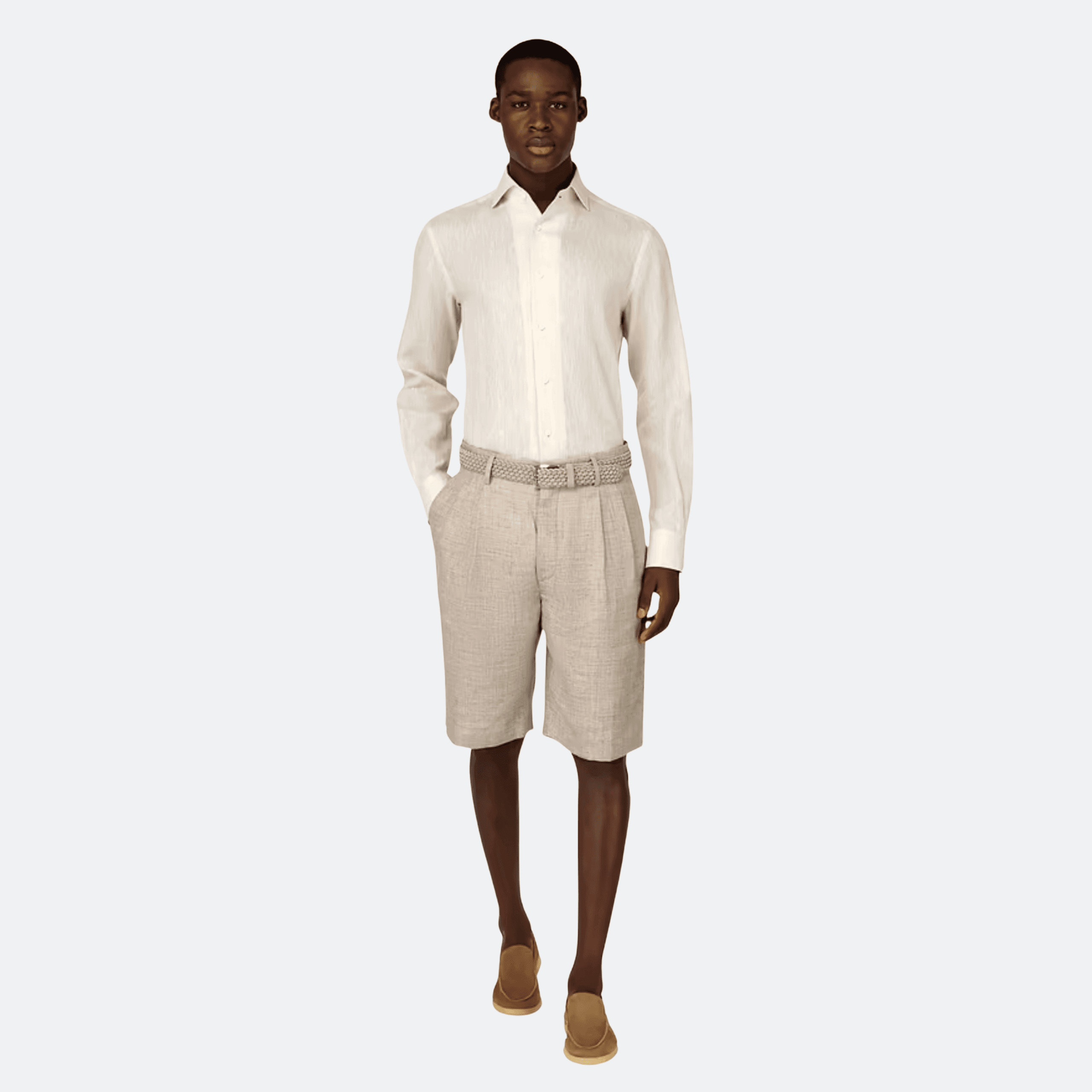 Boggi Milano Linen Shorts For Men - Beige