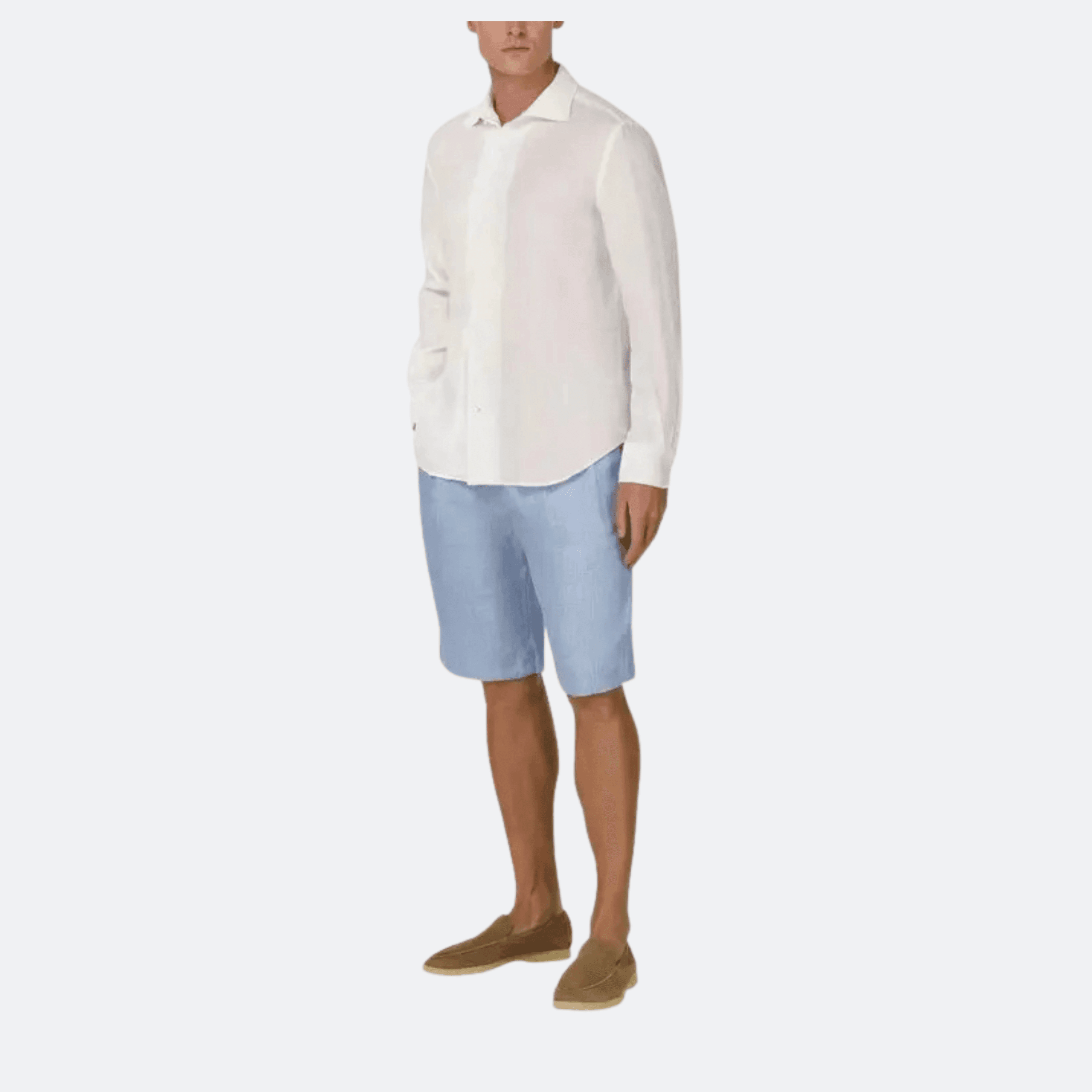 Boggi Milano Linen Shorts For Men - Light Blue alternate