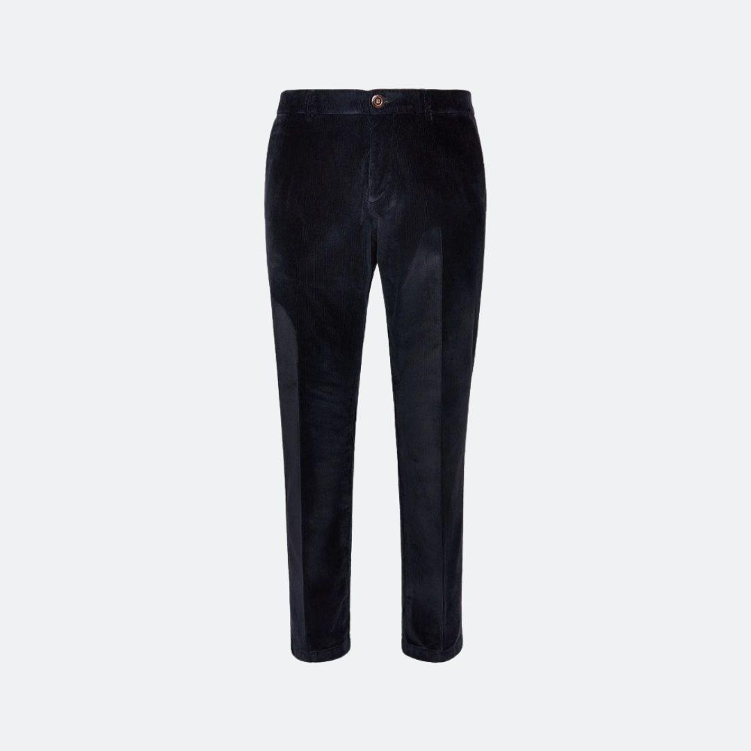 Boggi Milano Navy Blue Stretch Velvet Trousers