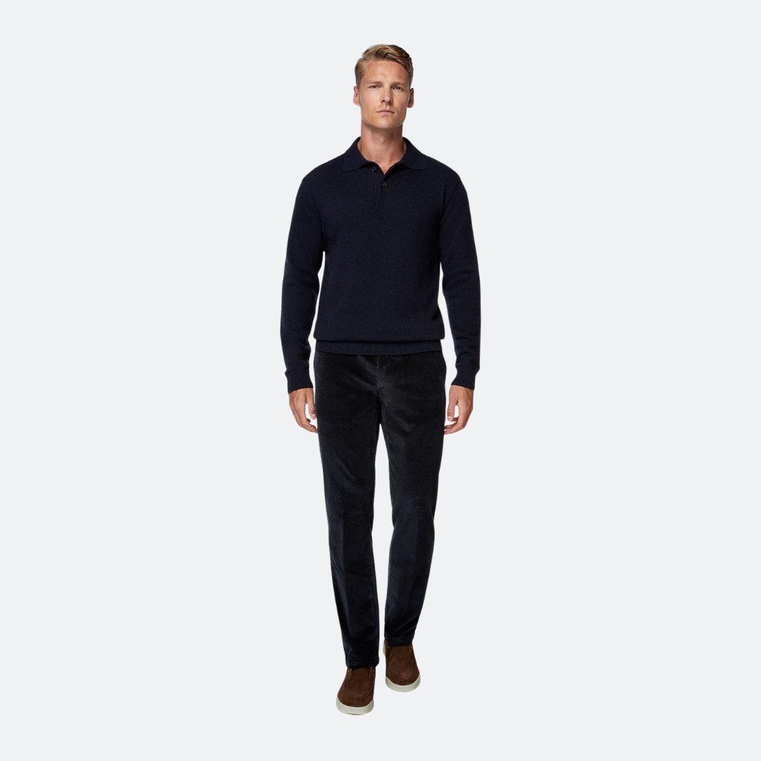 Boggi Milano Navy Blue Stretch Velvet Trousers alternate