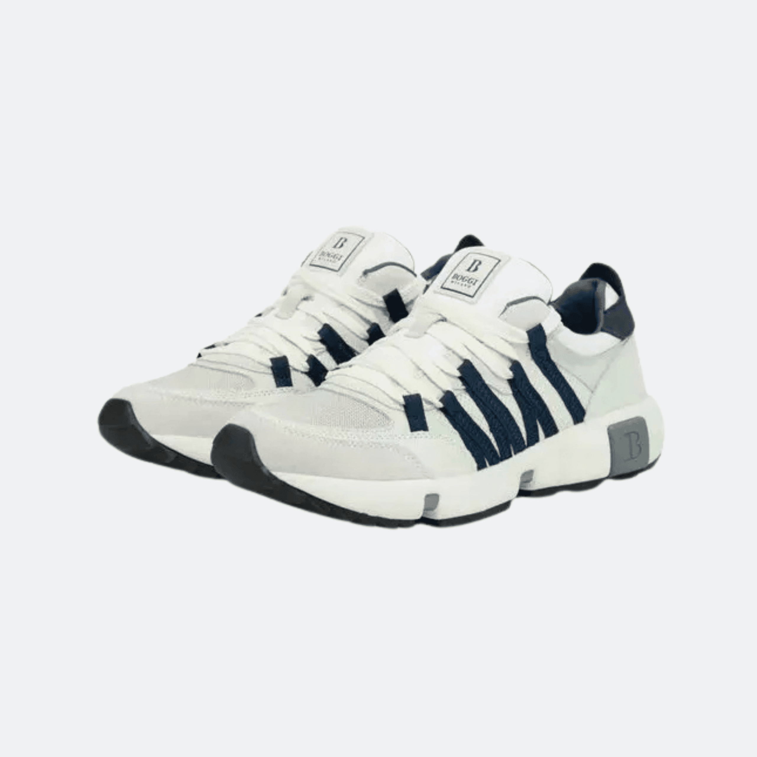 Boggi Milano Panelled Sneakers For Men - White/Navy alternate