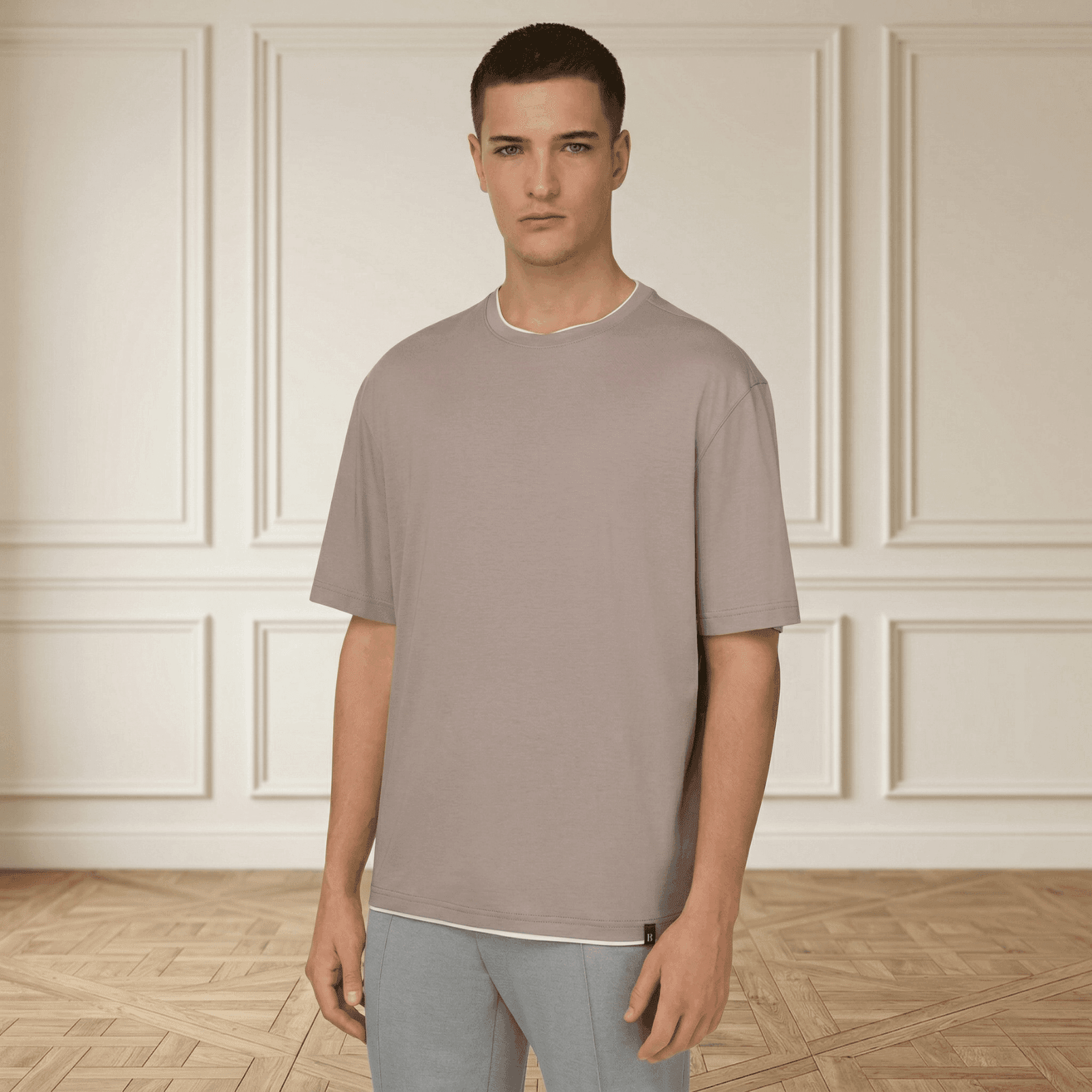 Boggi Milano Pima Cotton T-Shirt - Taupe alternate