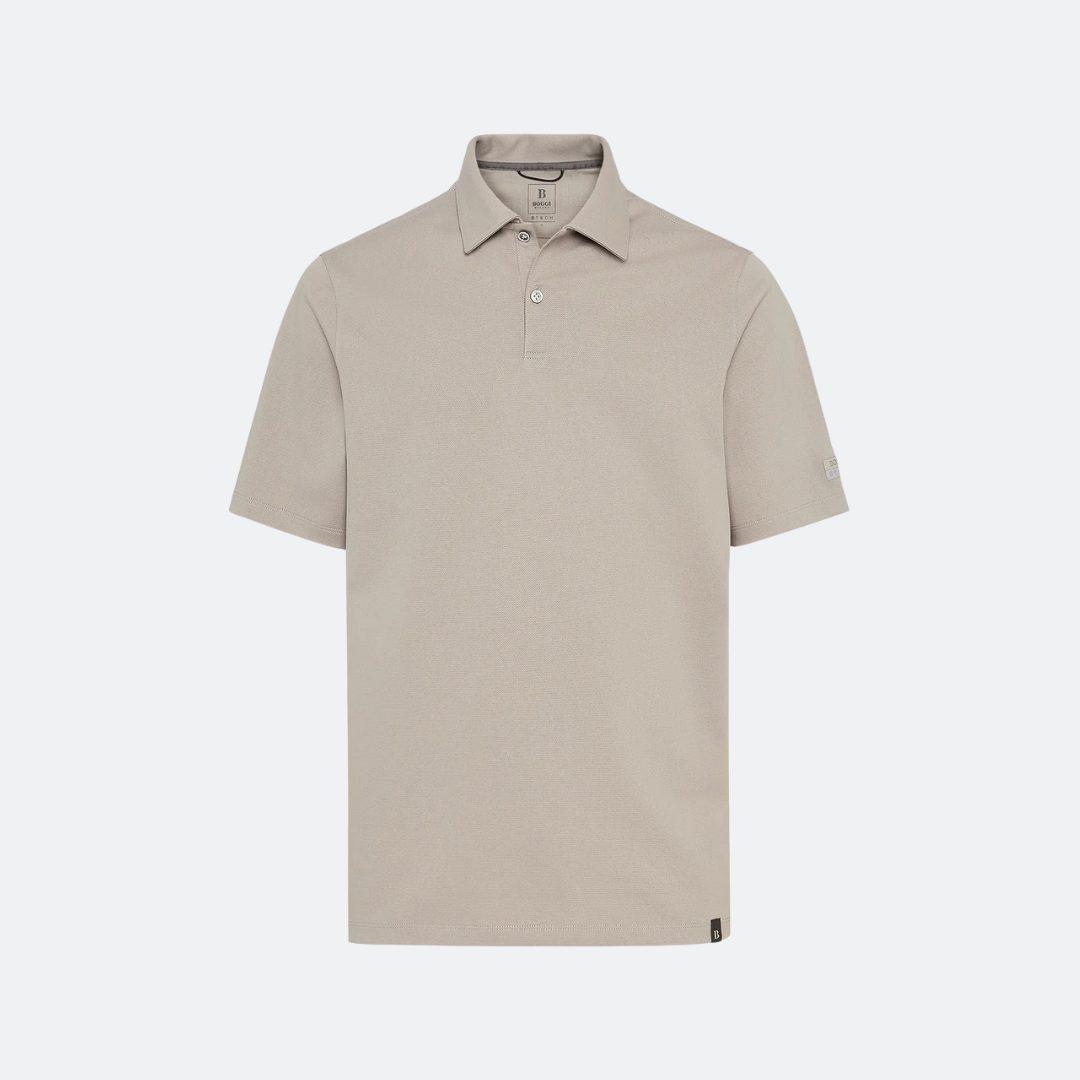 Boggi Milano Sand Color High-Performance Piqué Polo Shirt