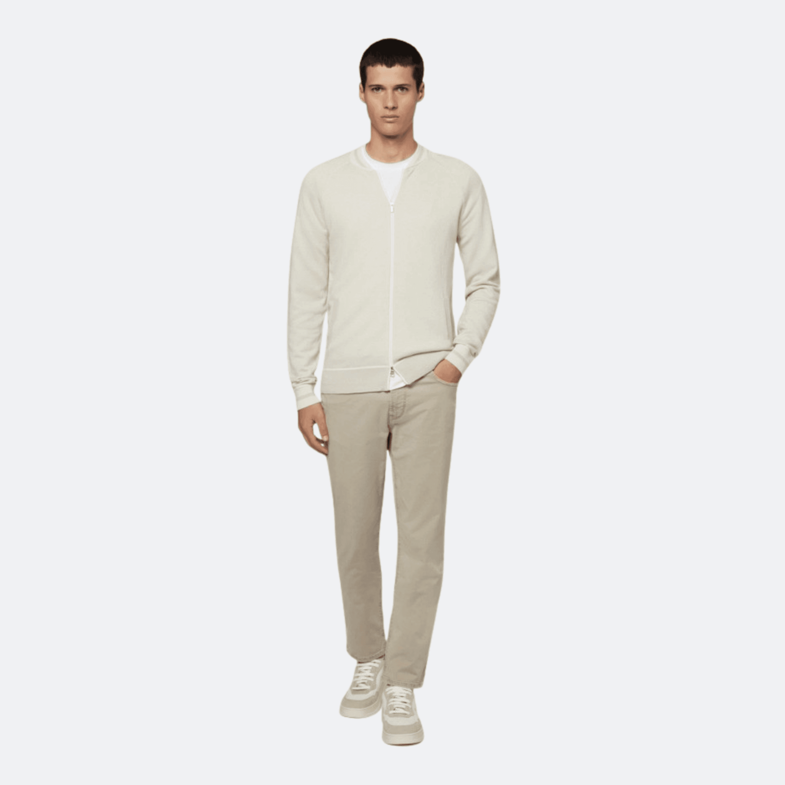 Boggi Milano Zip Cardigan For Men - Ivory alternate