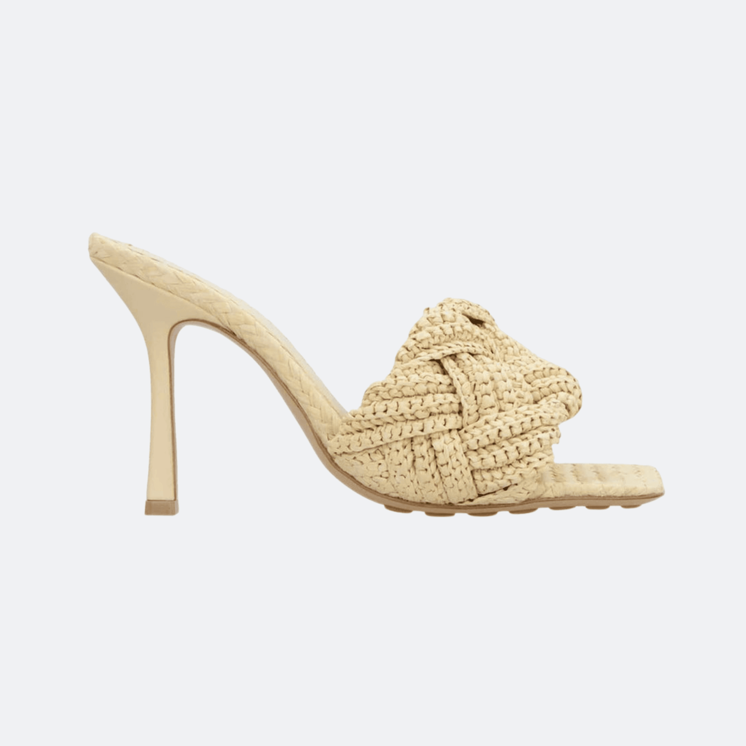 Bottega Veneta Lido 90 Mule Sandals In Woven Raffia For Women - Neutral