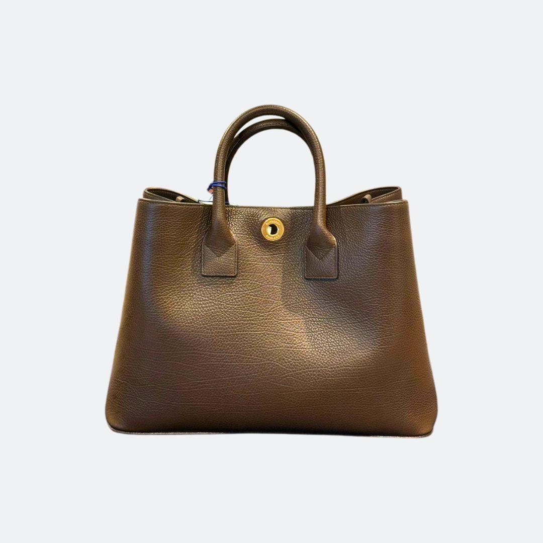 Burberry Brown Leather Medium Size Handle Bag