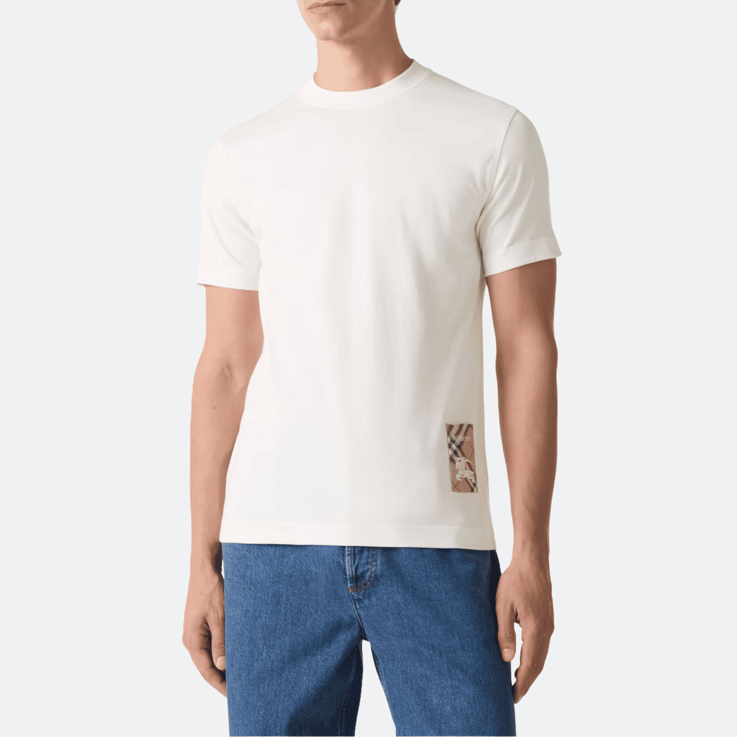 Burberry Check Label T-Shirt for Men - White alternate