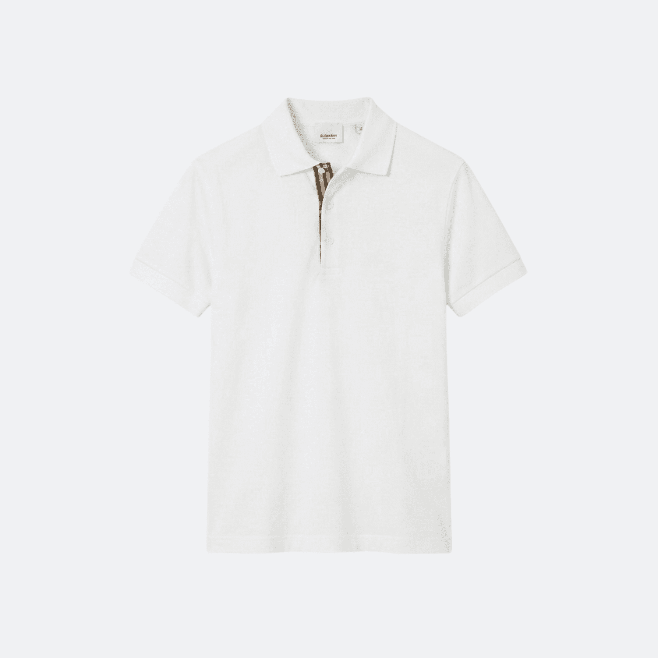Burberry Check Placket Cotton Polo Shirt for Men - White