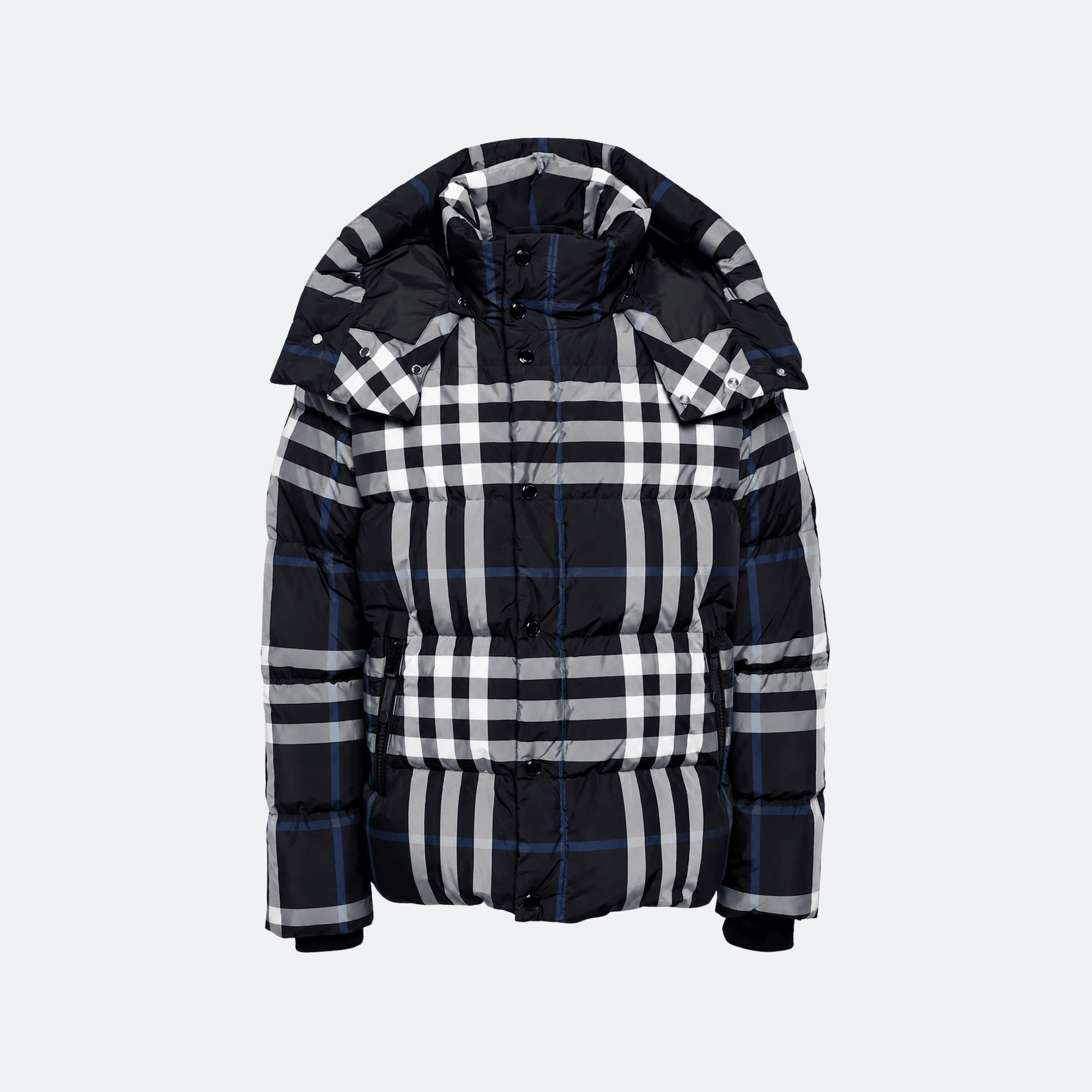 Burberry Check Print Padded Down Jacket - Oceanic Blue