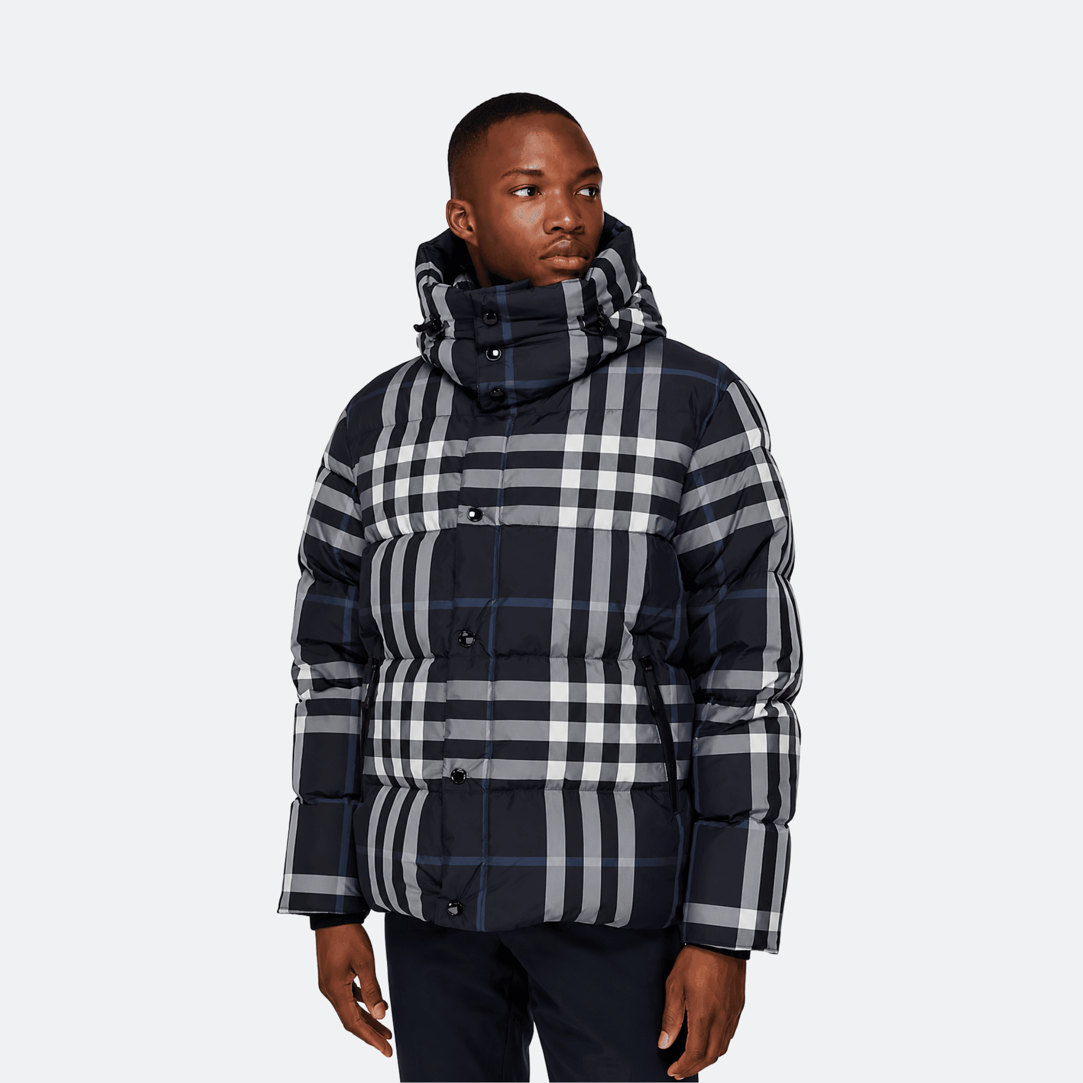 Burberry Check Print Padded Down Jacket - Oceanic Blue alternate