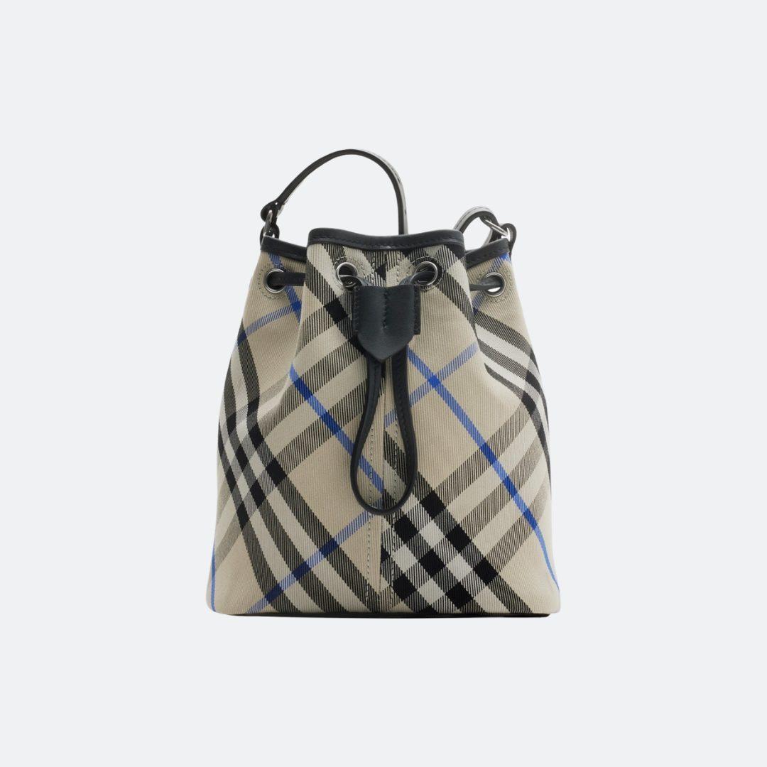 Burberry Classic Check Designed Mini Size Bucket Bag