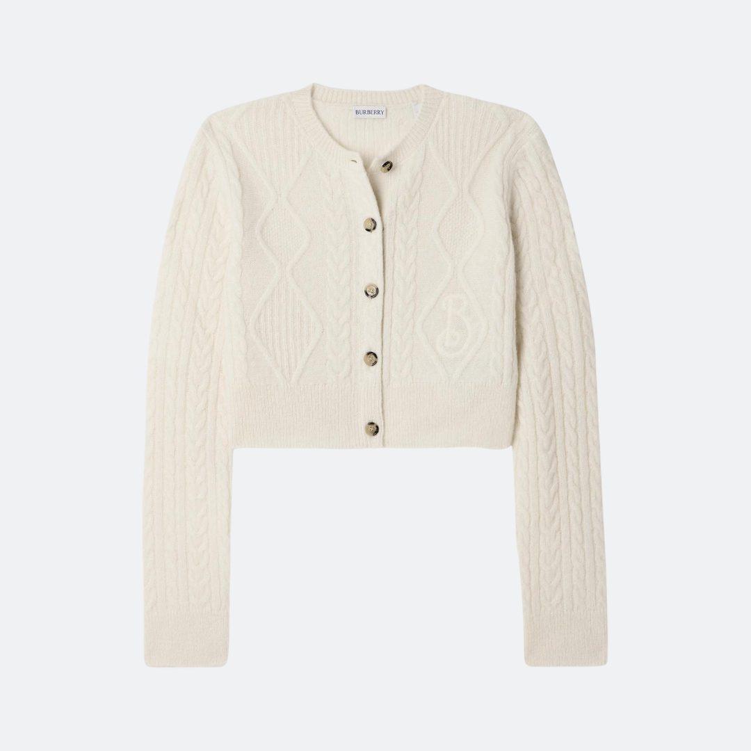 Burberry Crop Alpaca-Wool Knitted Cardigan
