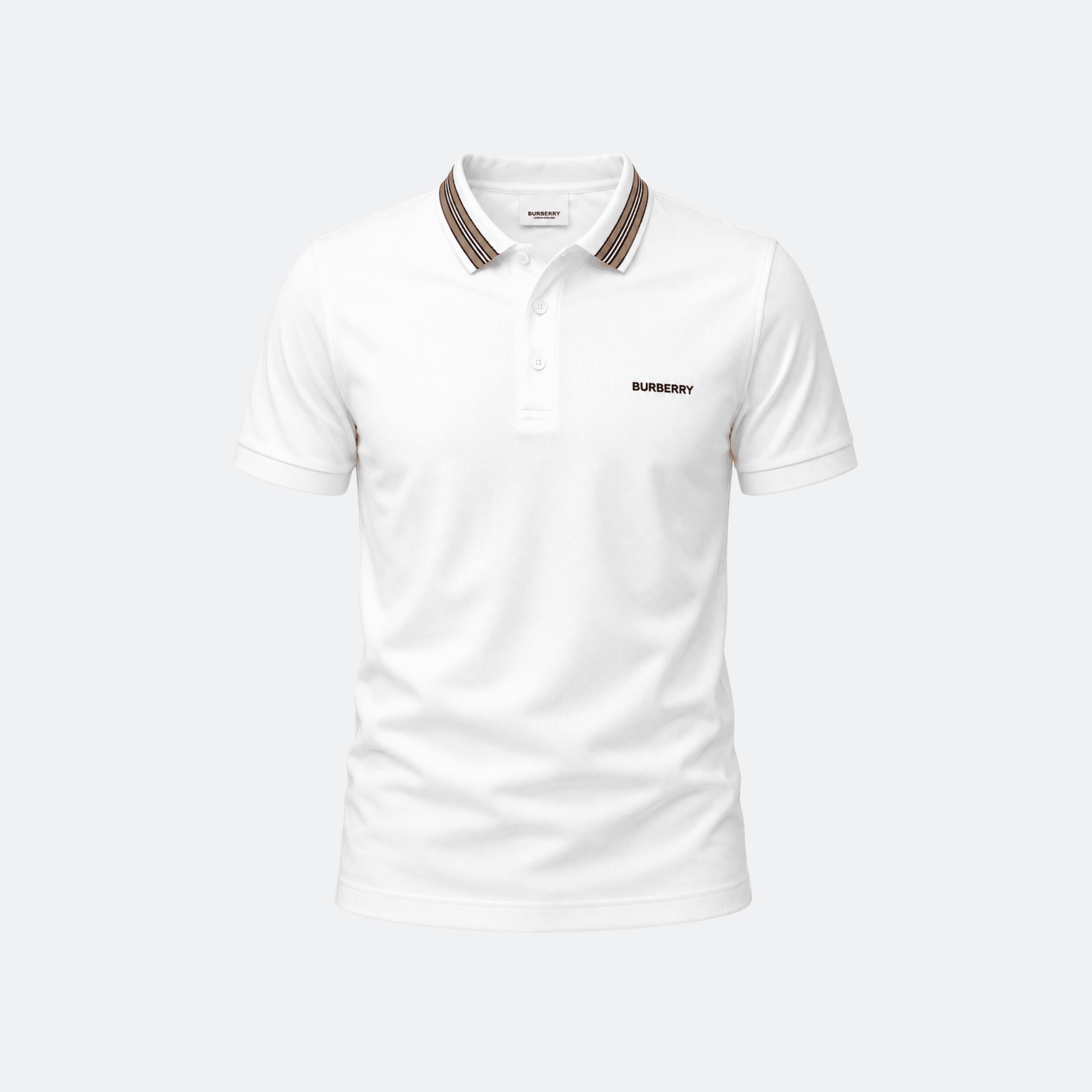 Burberry Contrast-Tipped Cotton-Piqué Polo Shirt For Men - White