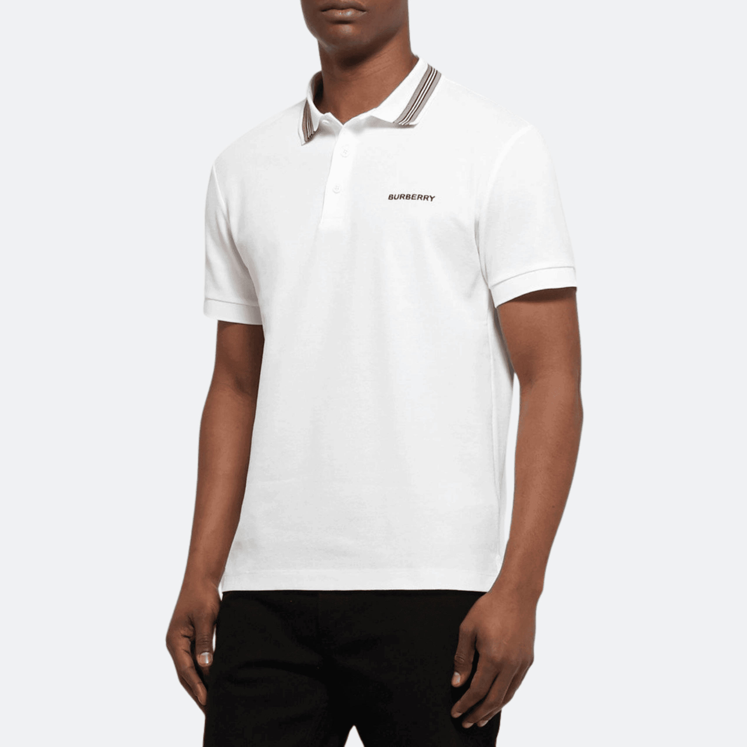 Burberry Contrast-Tipped Cotton-Piqué Polo Shirt For Men - White alternate