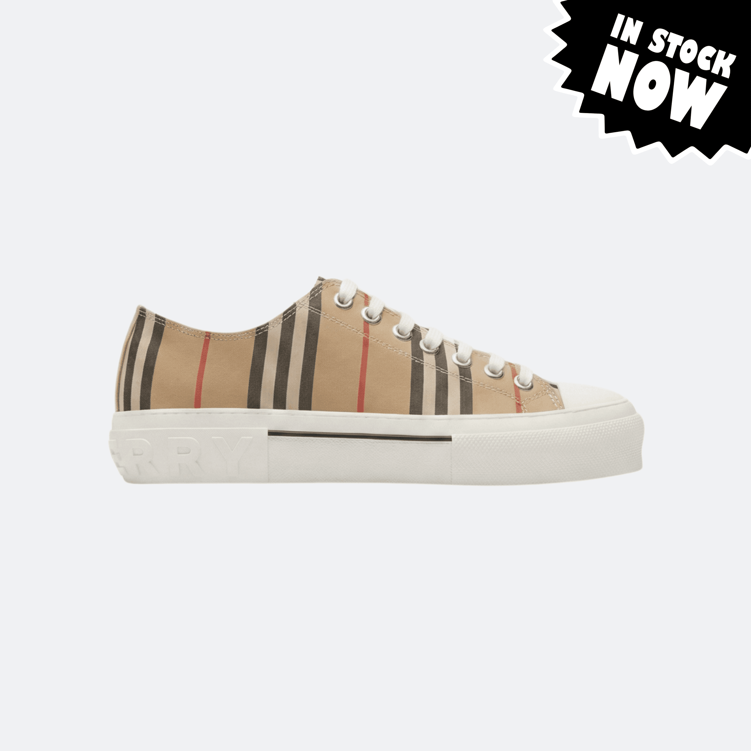 Burberry Jack Beige Low-Top Icon Stripe Women Sneakers (37 in Stock)